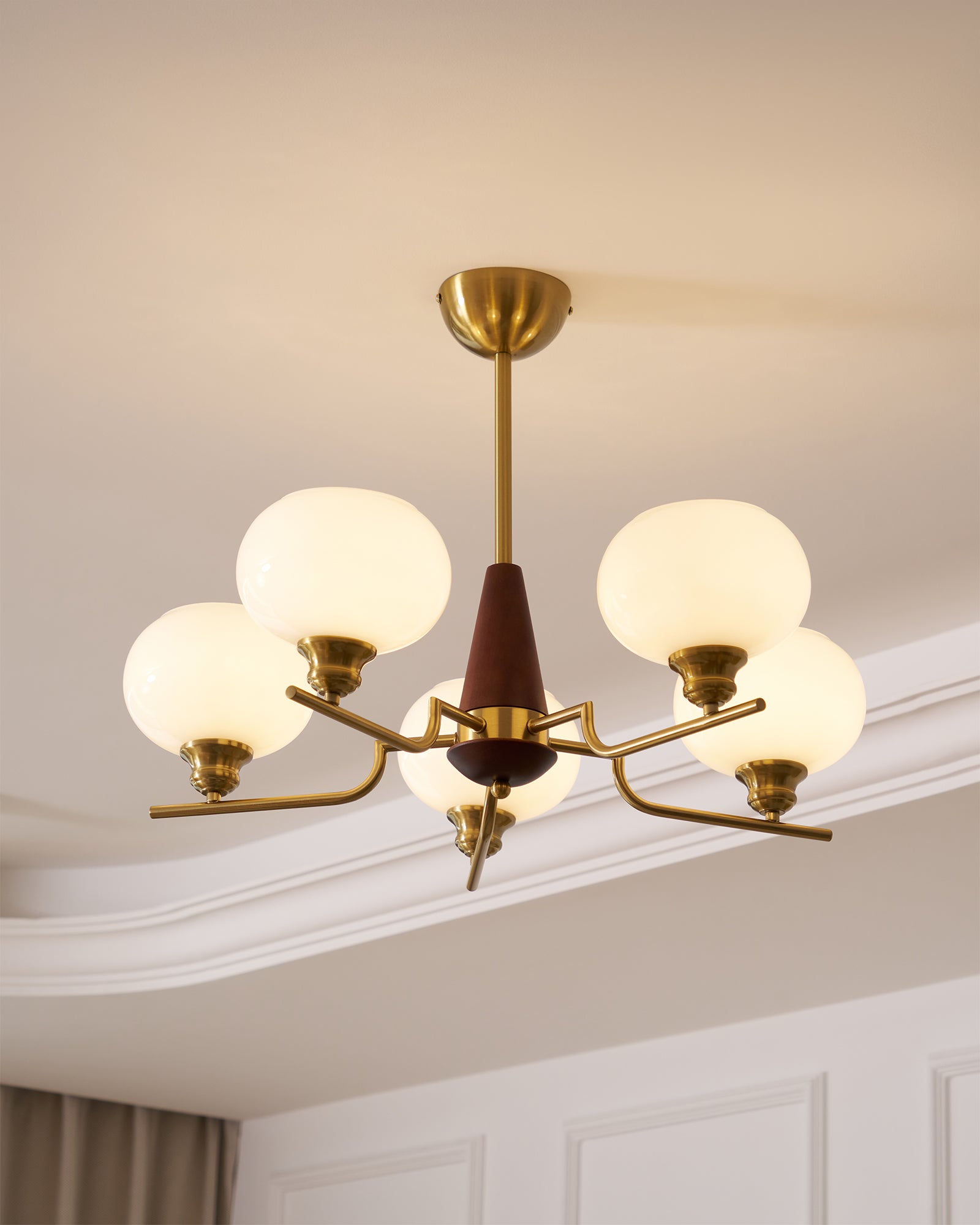 Celeste Sphere Walnut Chandelier - Blowlighting