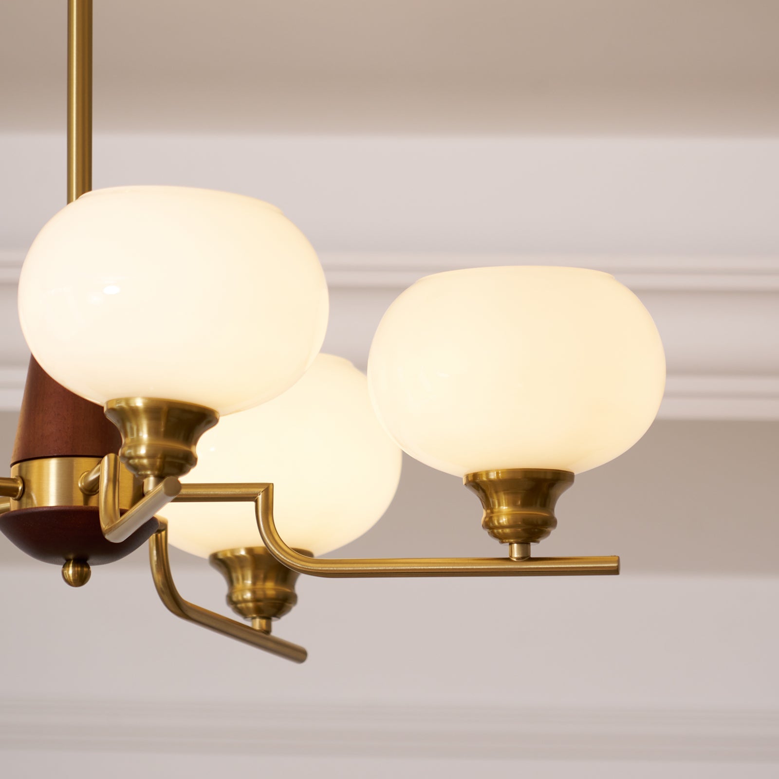 Celeste Sphere Walnut Chandelier - Blowlighting