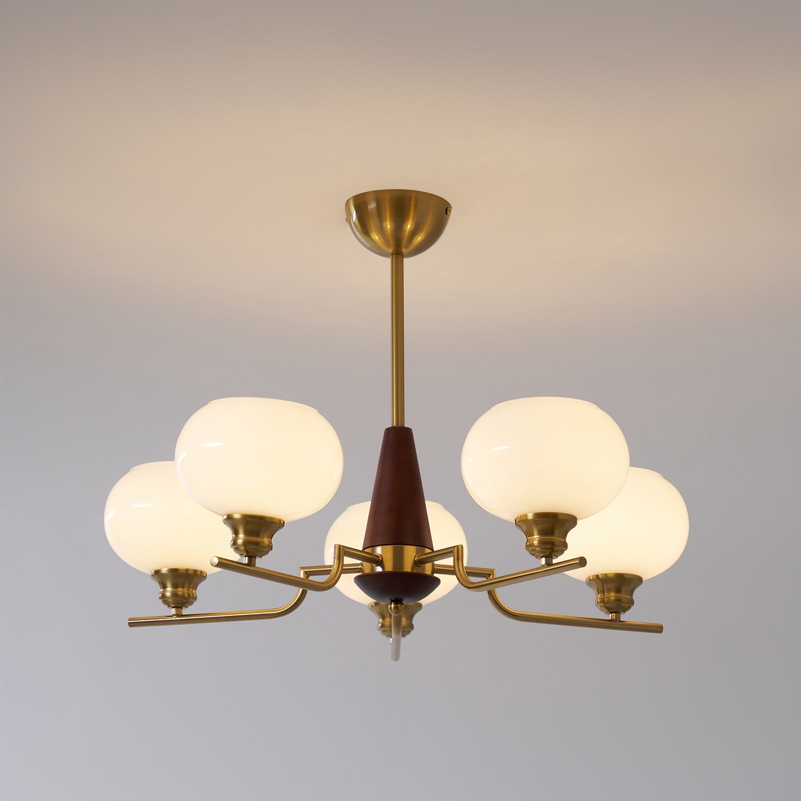 Celeste Sphere Walnut Chandelier - Blowlighting