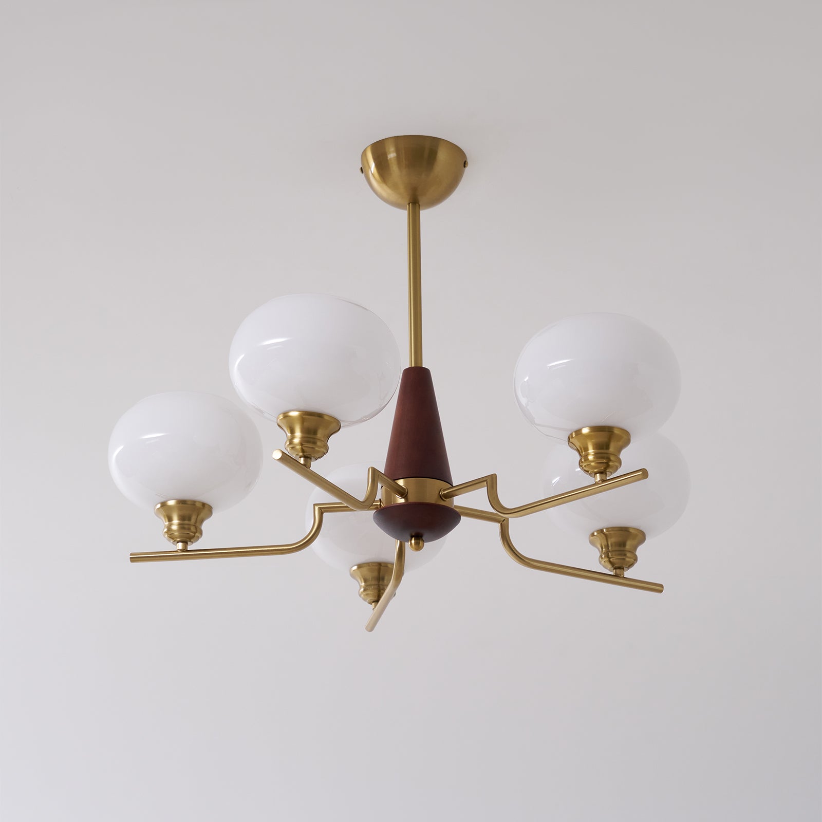 Celeste Sphere Walnut Chandelier - Blowlighting