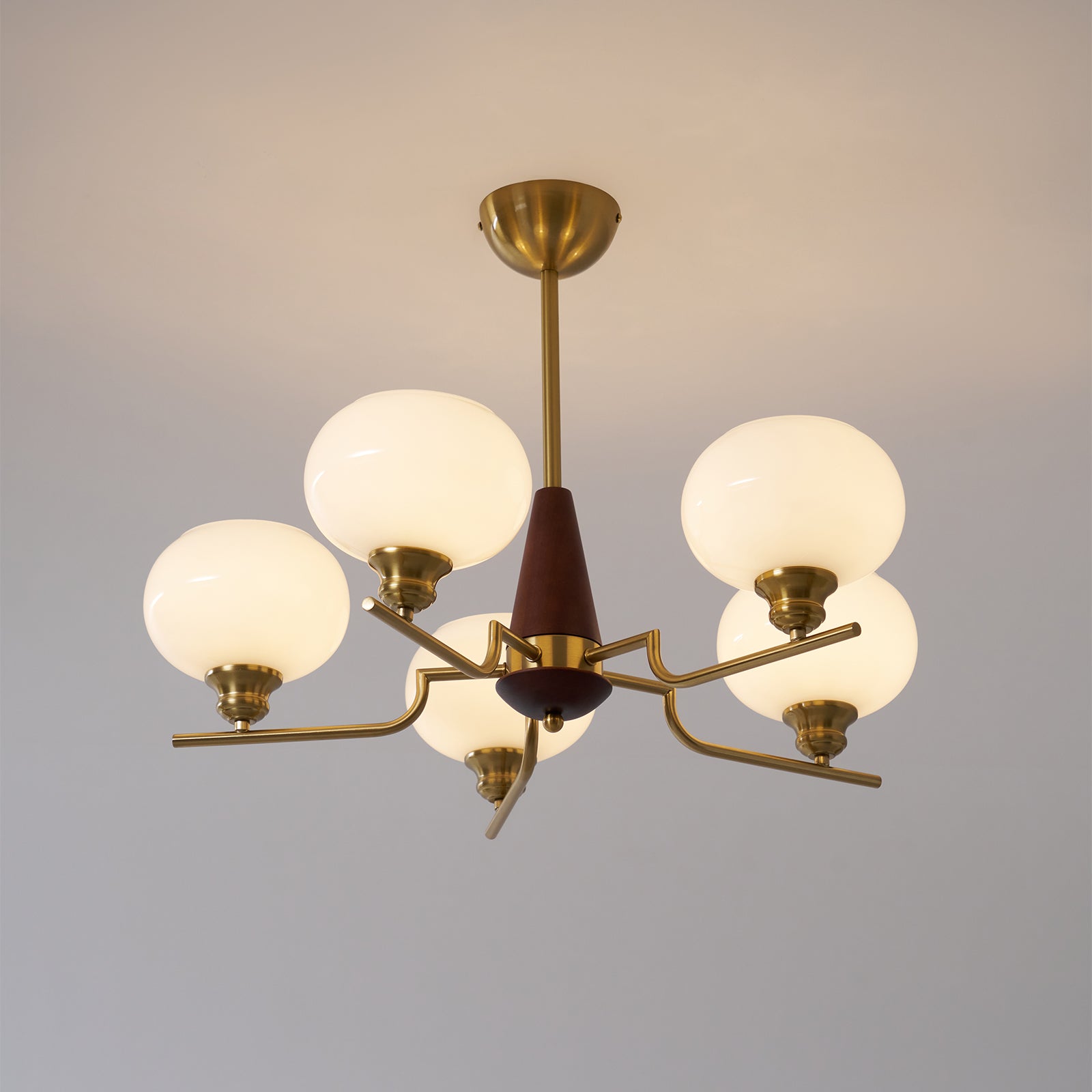 Celeste Sphere Walnut Chandelier - Blowlighting