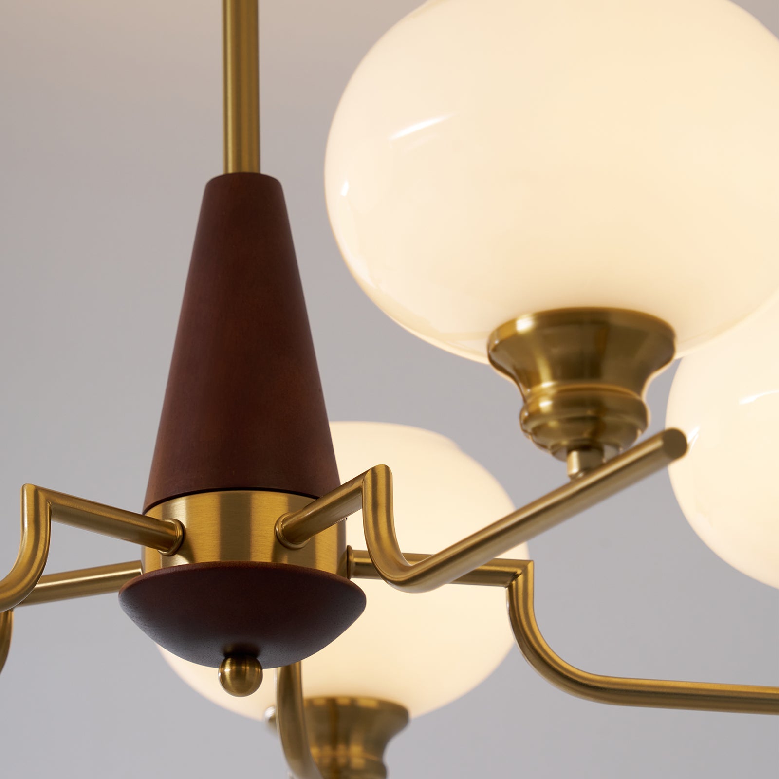 Celeste Sphere Walnut Chandelier - Blowlighting