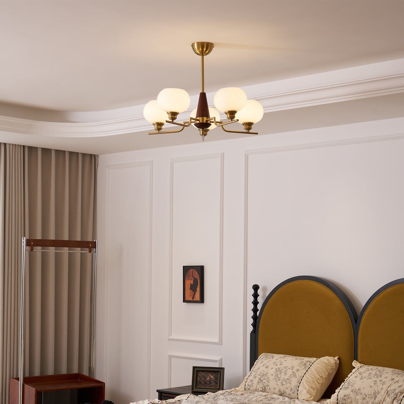 Celeste Sphere Walnut Chandelier - Blowlighting