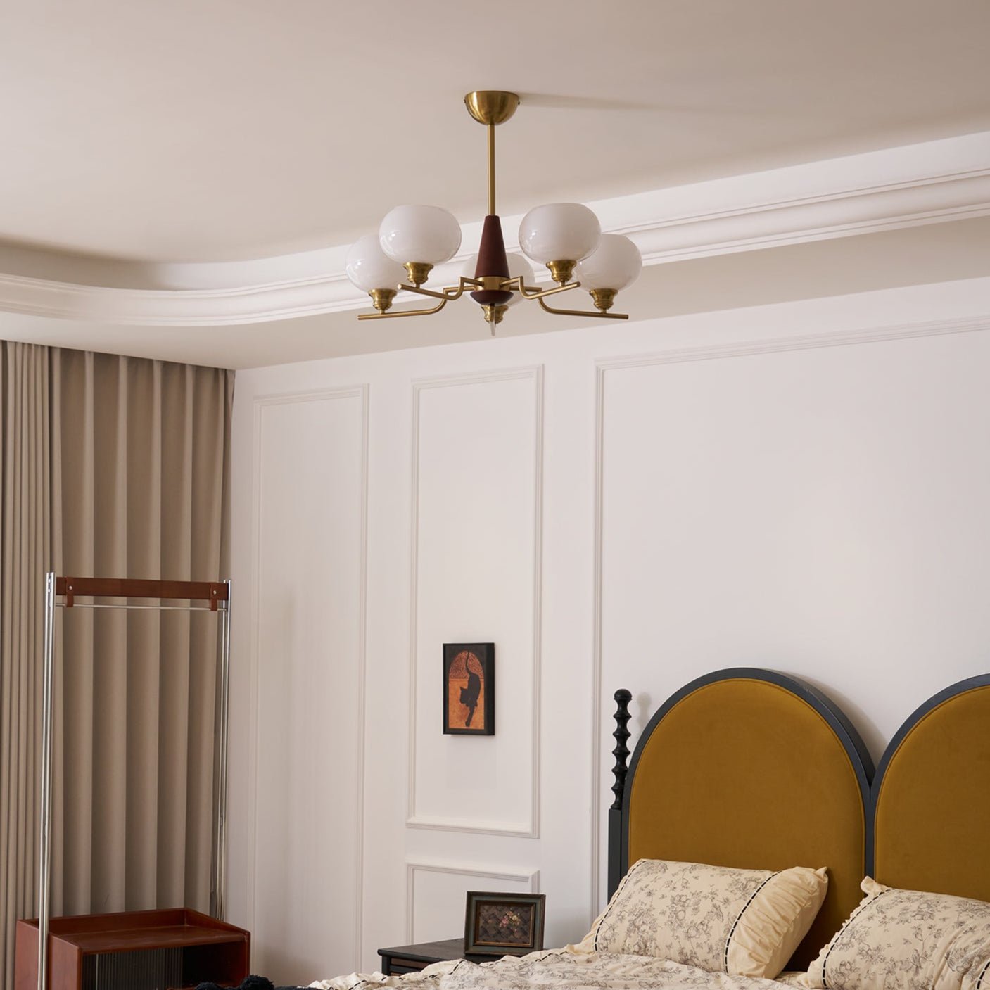 Celeste Sphere Walnut Chandelier - Blowlighting