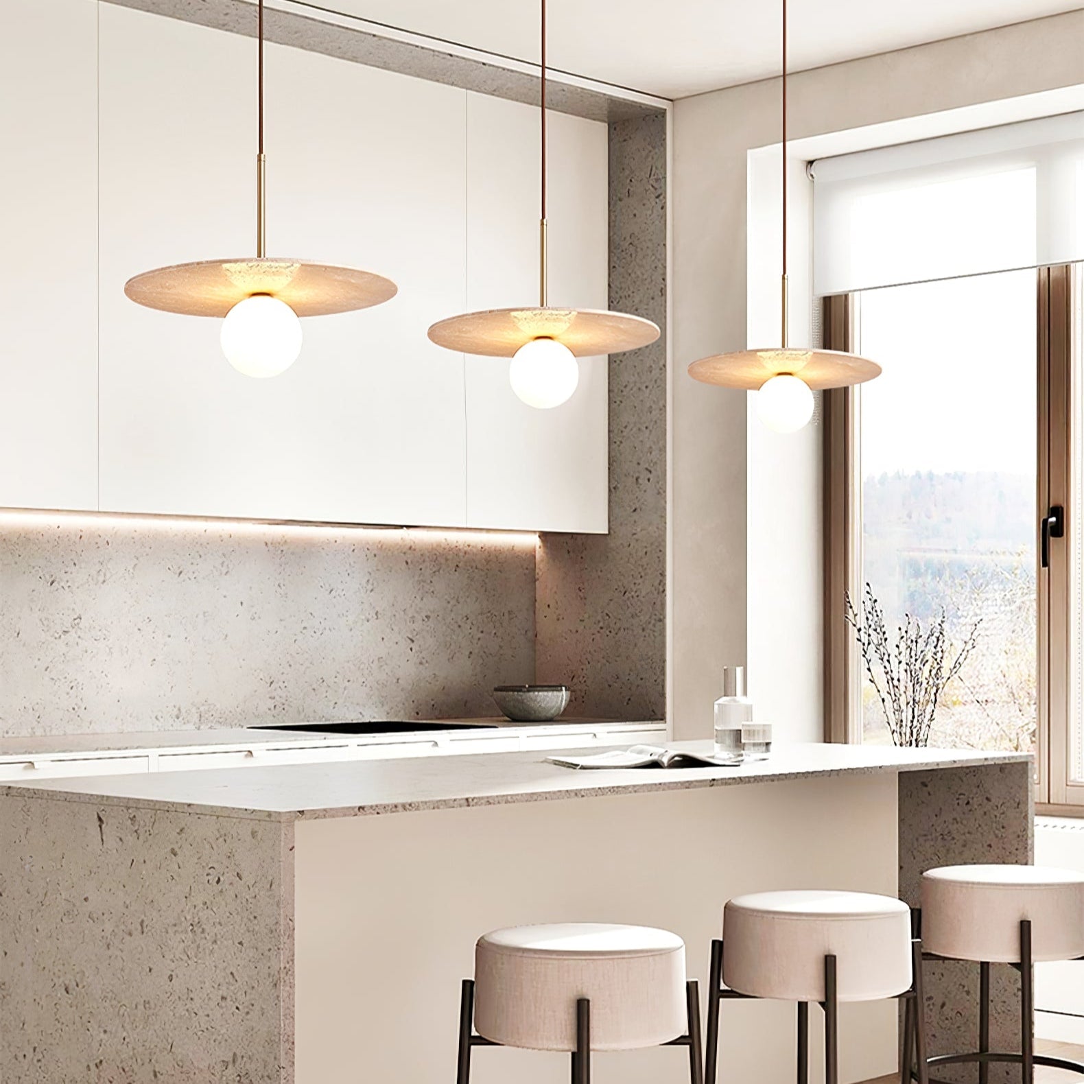 Vera Travertine Pendant Light - Blowlighting
