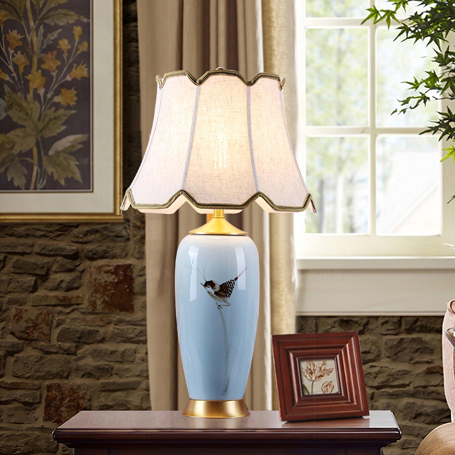 Sparrow Oriental Ceramic Desk Lamp - Blowlighting