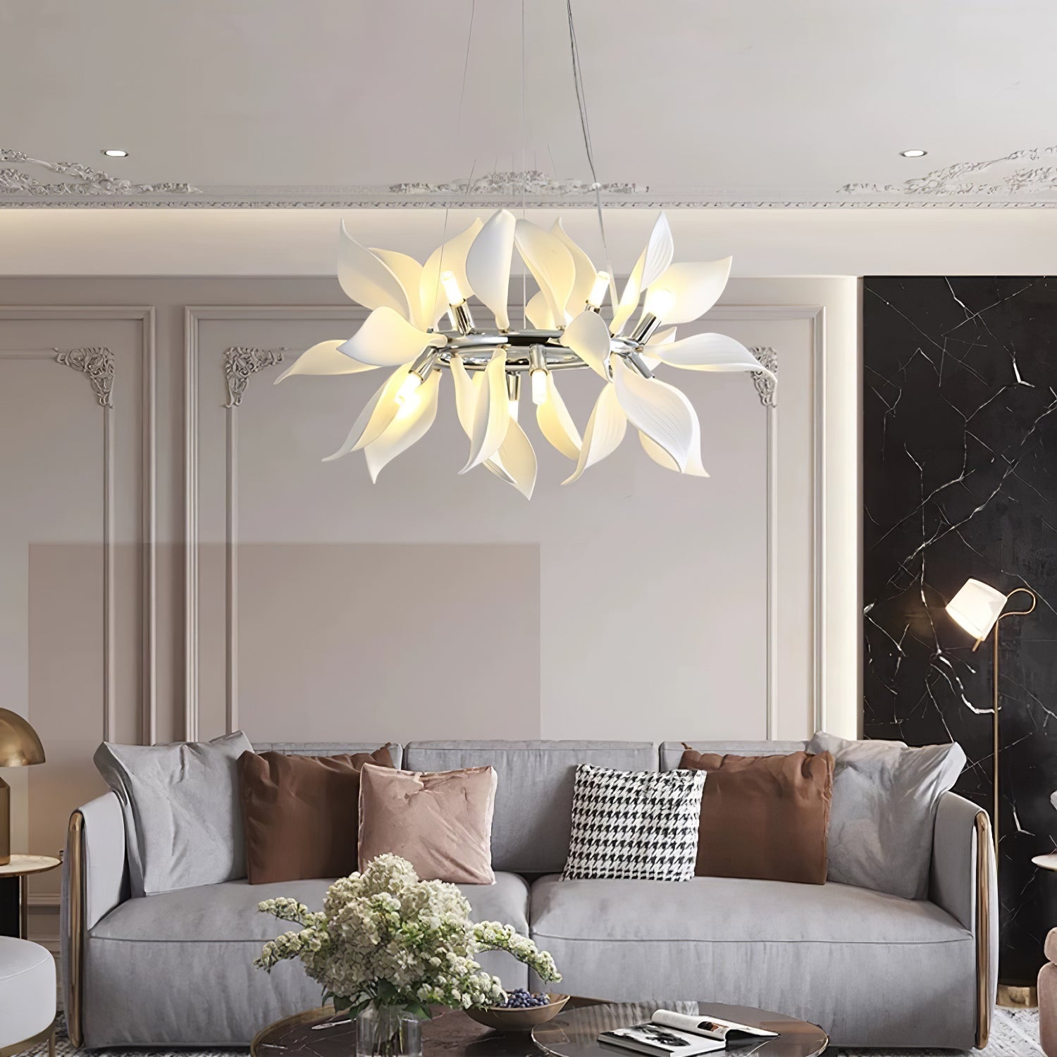 Ceramic Petals Blooming Chandelier - Blowlighting