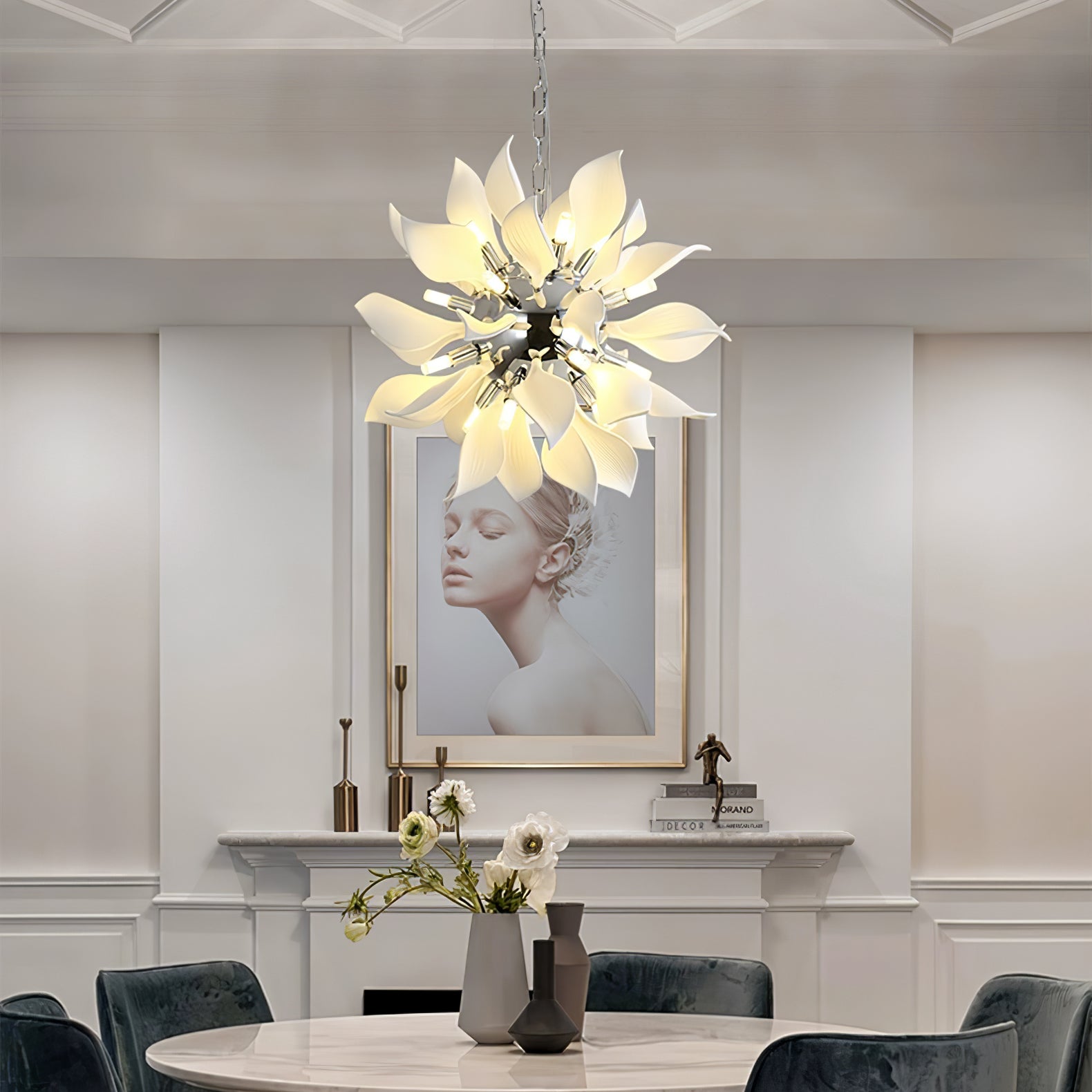 Ceramic Petals Blooming Chandelier - Blowlighting