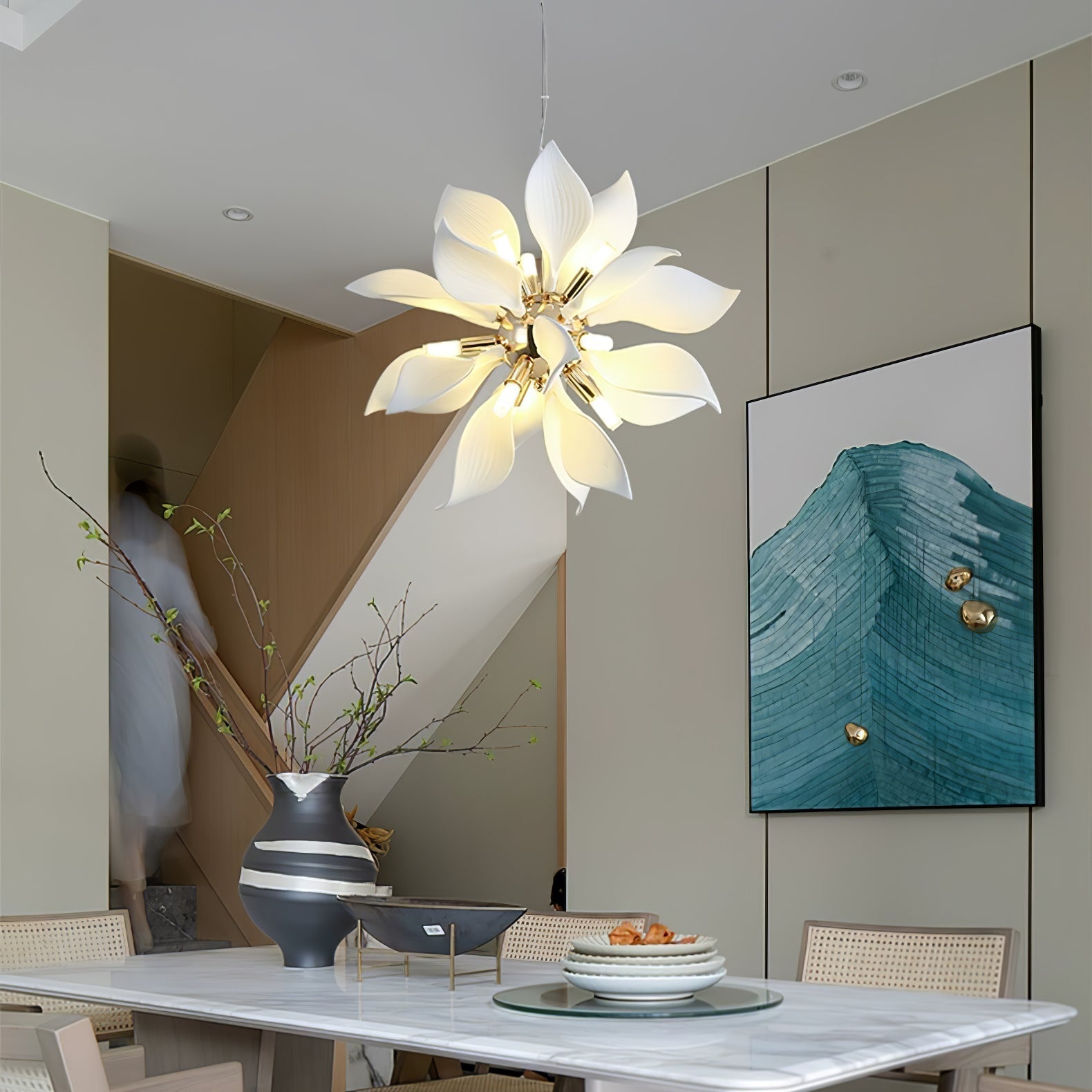 Ceramic Petals Blooming Chandelier - Blowlighting