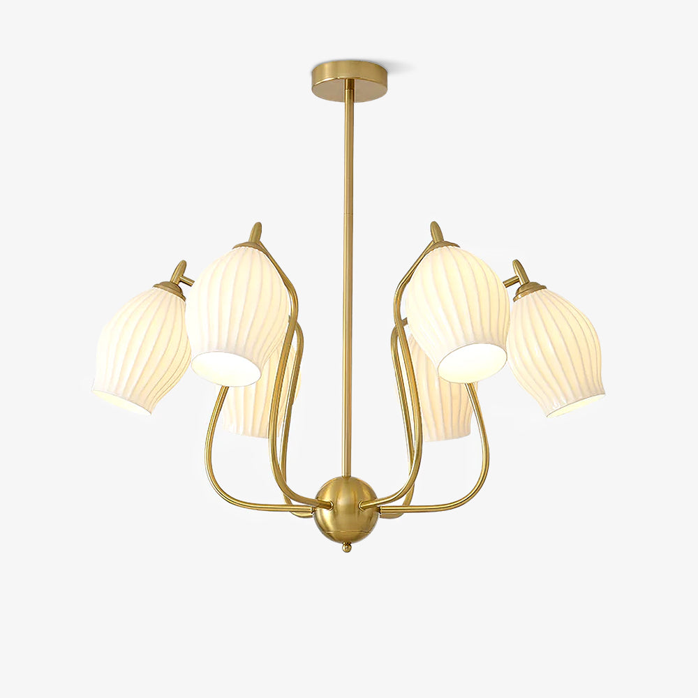 Ceramic Ribbed Chandelier - Blowlighting
