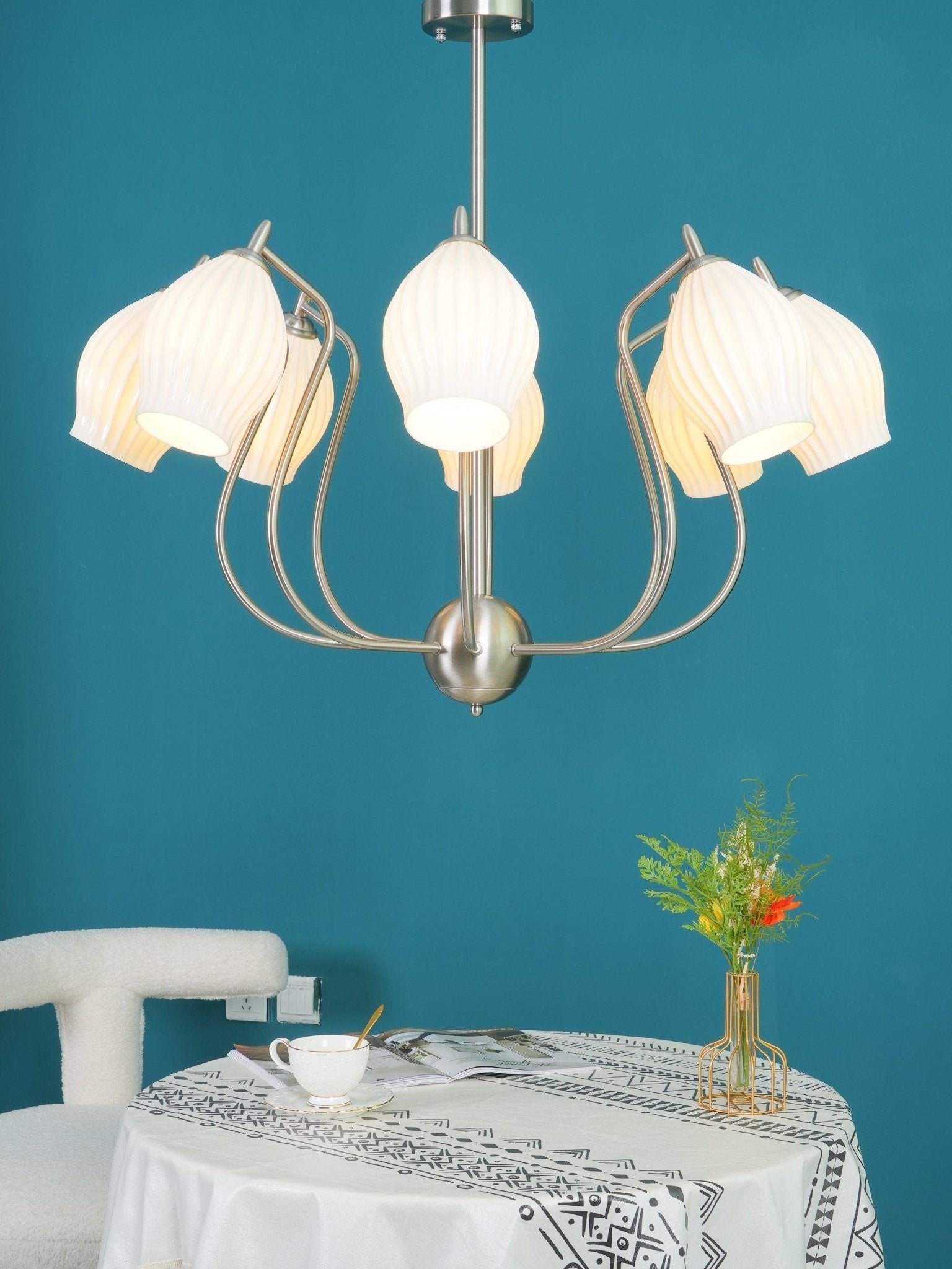 Ceramic Ribbed Chandelier - Blowlighting