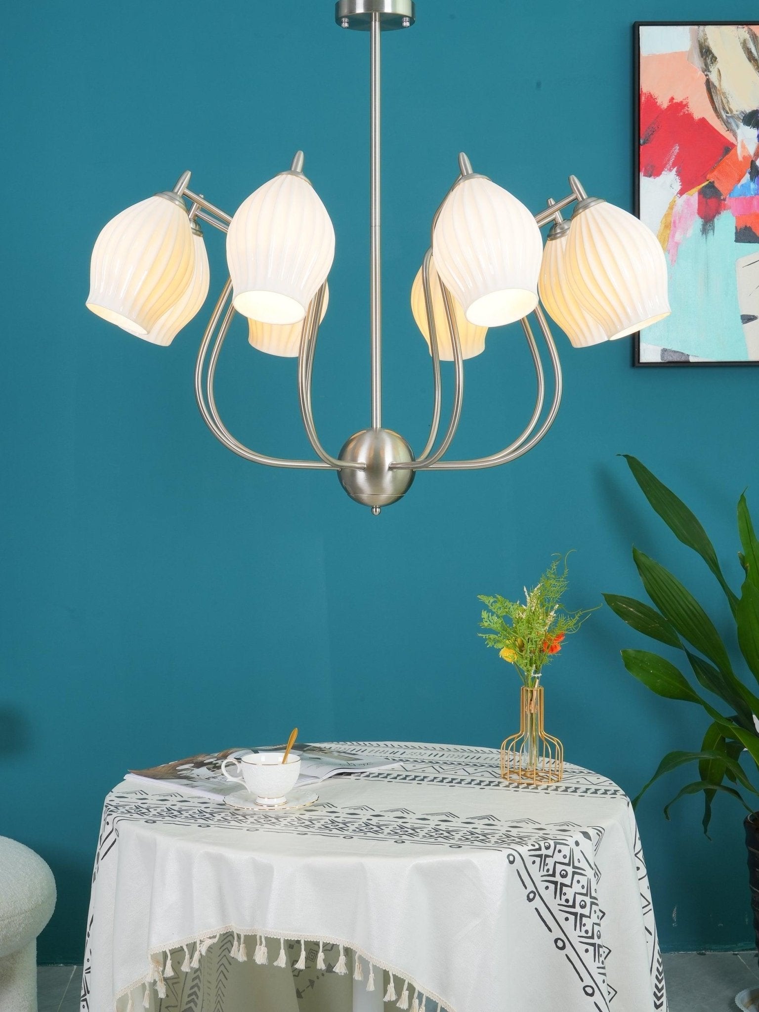 Ceramic Ribbed Chandelier - Blowlighting