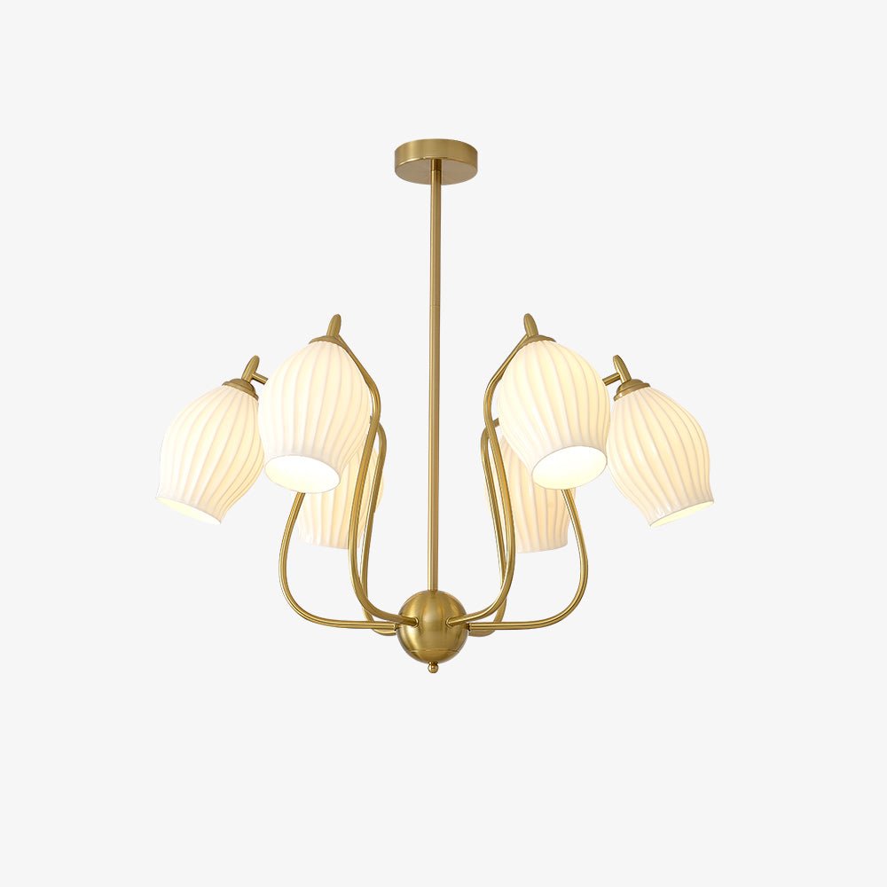 Ceramic Ribbed Chandelier - Blowlighting