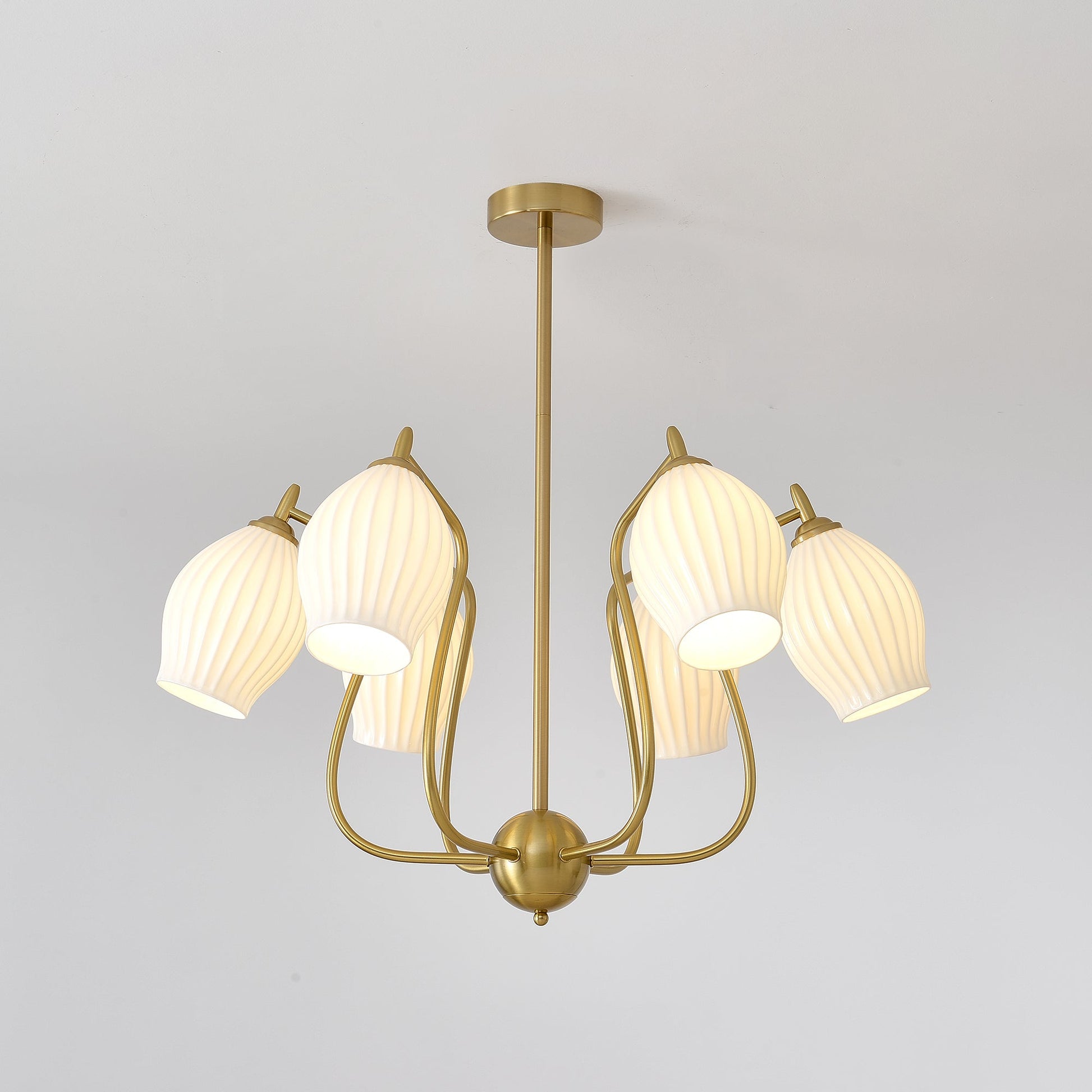 Ceramic Ribbed Chandelier - Blowlighting