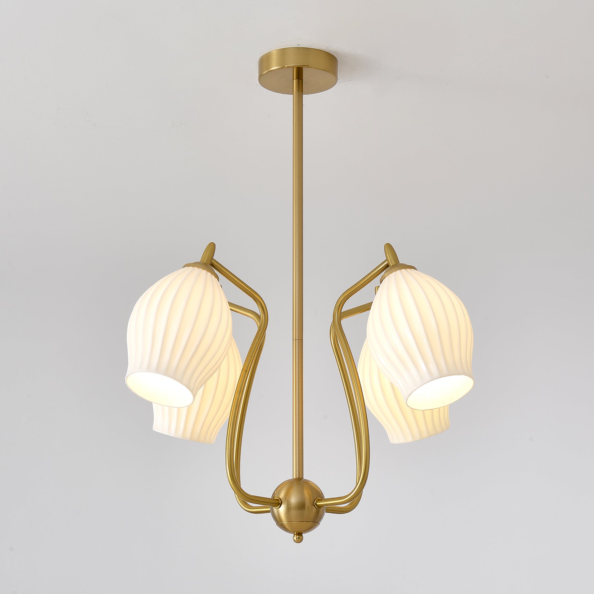 Ceramic Ribbed Chandelier - Blowlighting