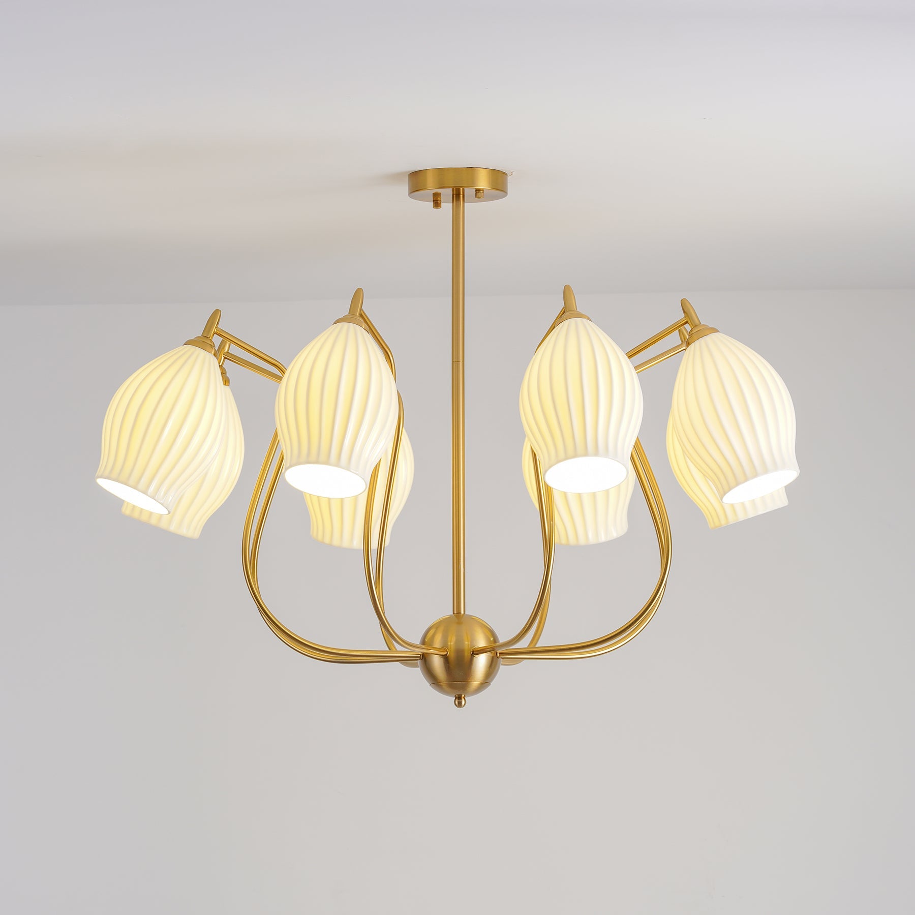 Ceramic Ribbed Chandelier - Blowlighting