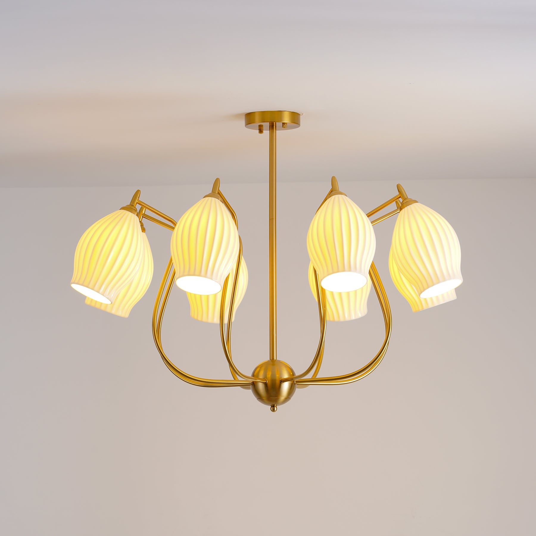 Ceramic Ribbed Chandelier - Blowlighting