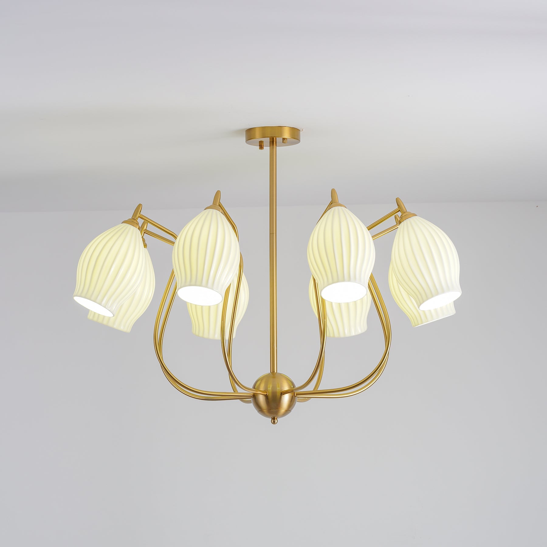 Ceramic Ribbed Chandelier - Blowlighting