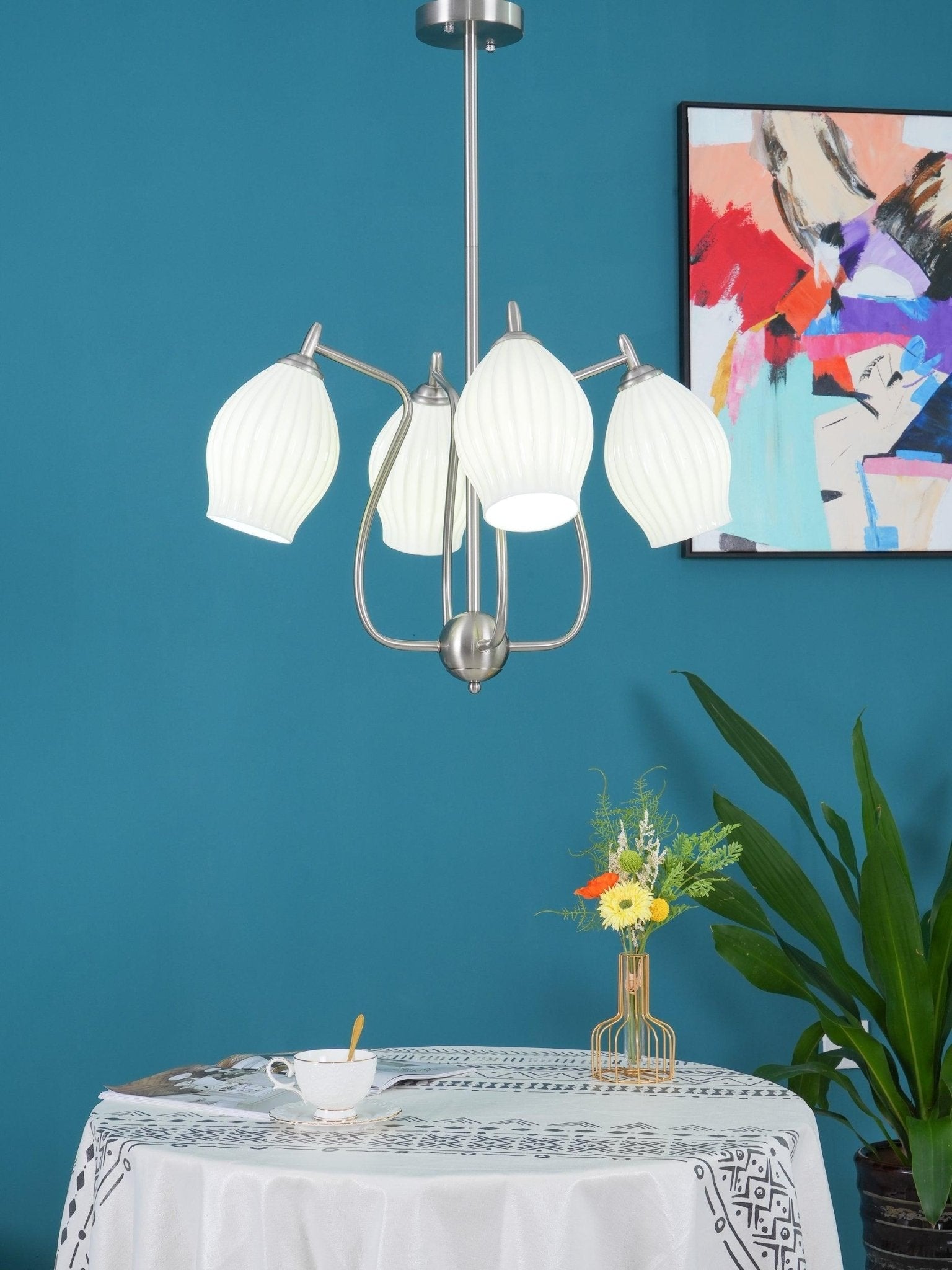 Ceramic Ribbed Chandelier - Blowlighting