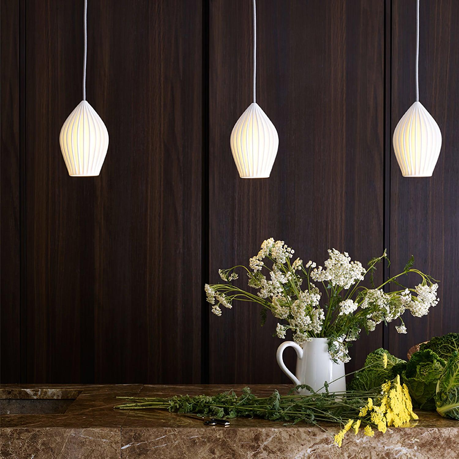 Ceramic Ribbed Pendant Light - Blowlighting