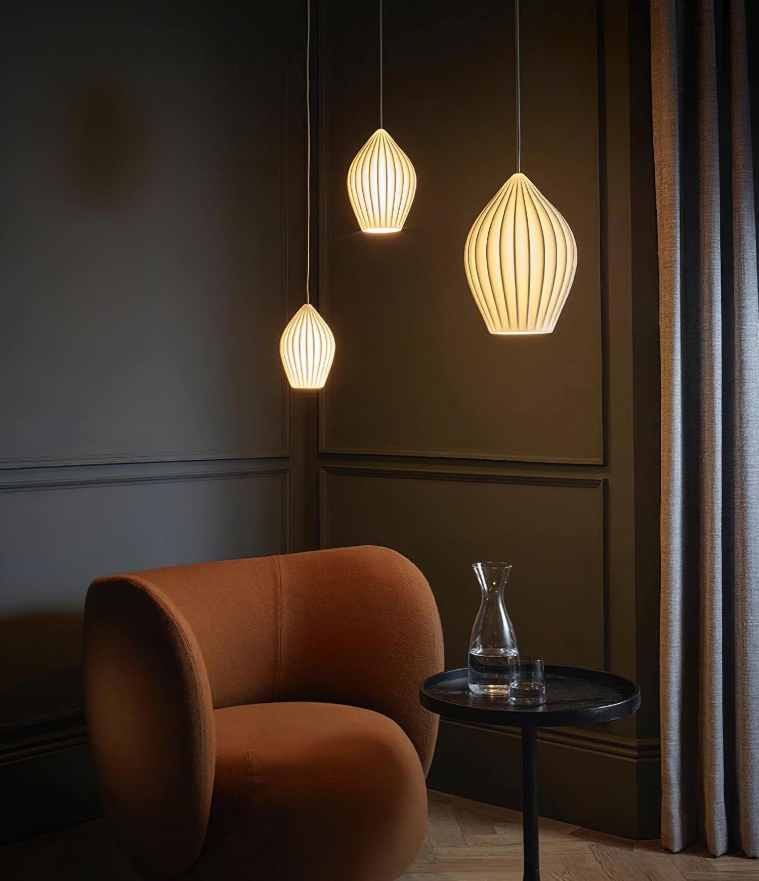 Ceramic Ribbed Pendant Light - Blowlighting
