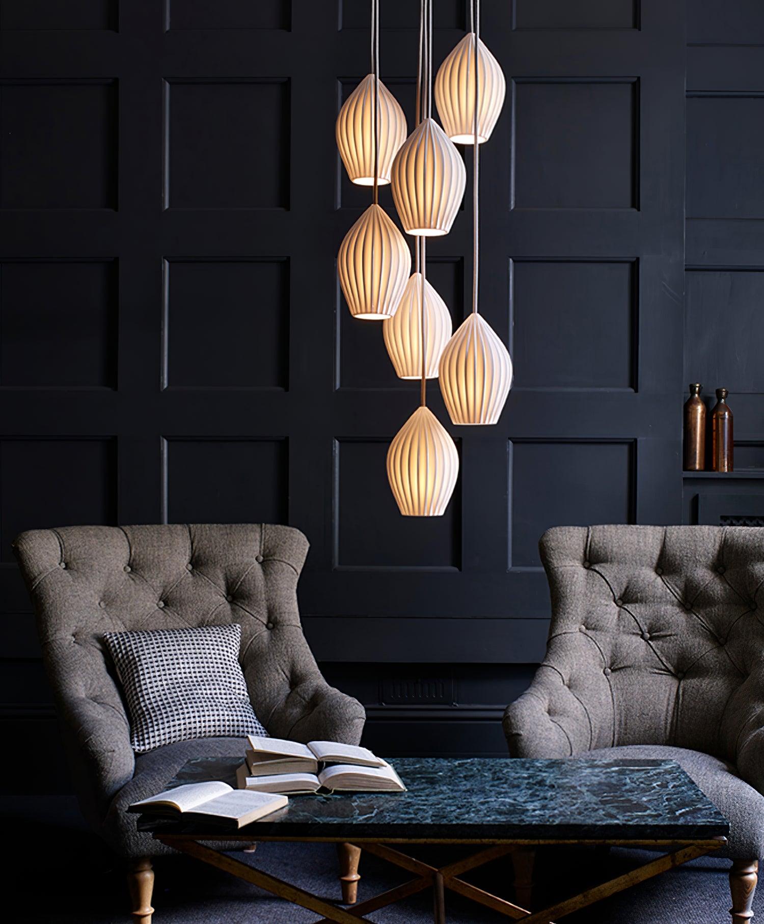 Ceramic Ribbed Pendant Light - Blowlighting
