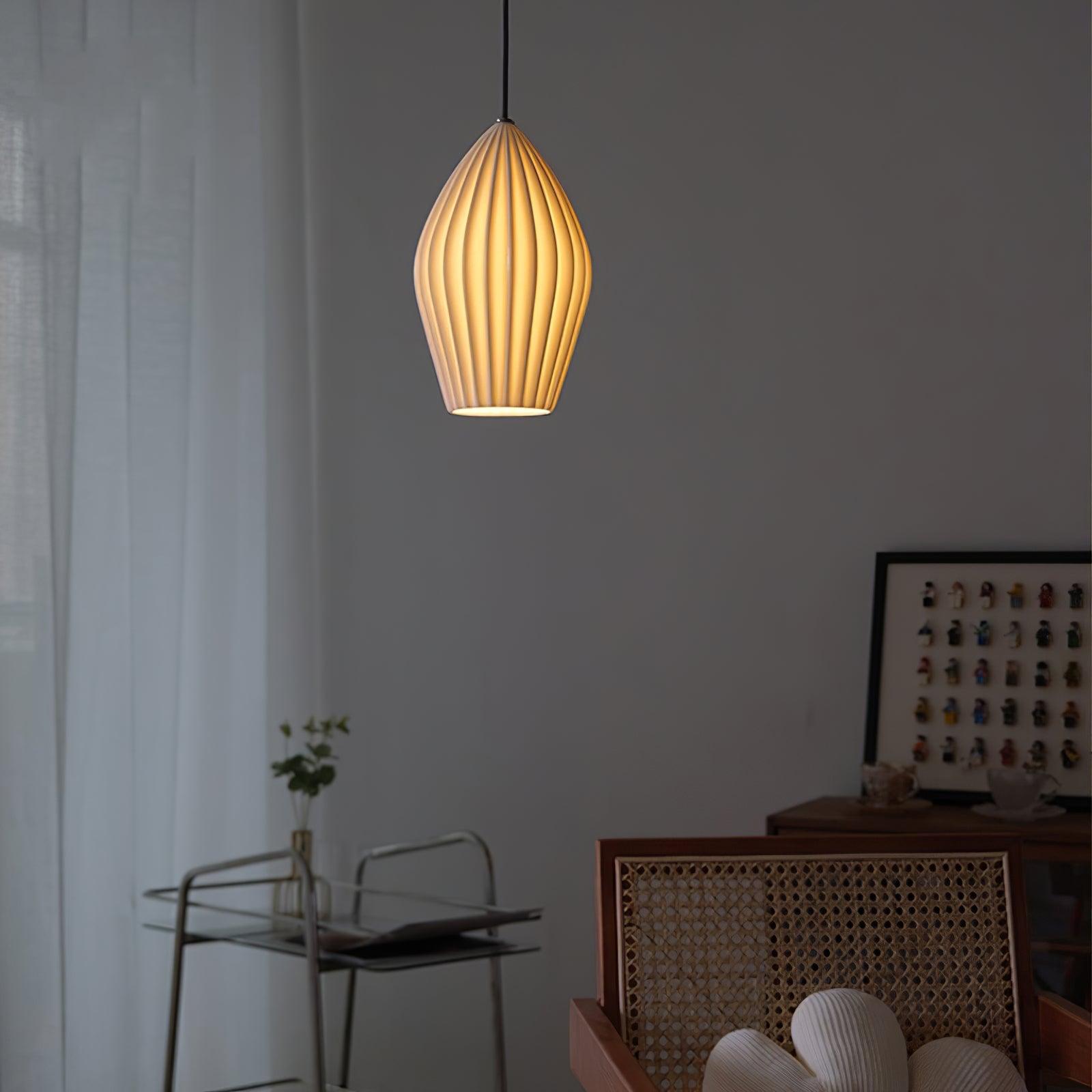 Ceramic Ribbed Pendant Light - Blowlighting