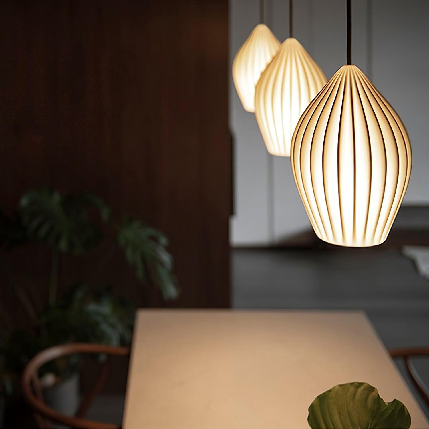 Ceramic Ribbed Pendant Light - Blowlighting