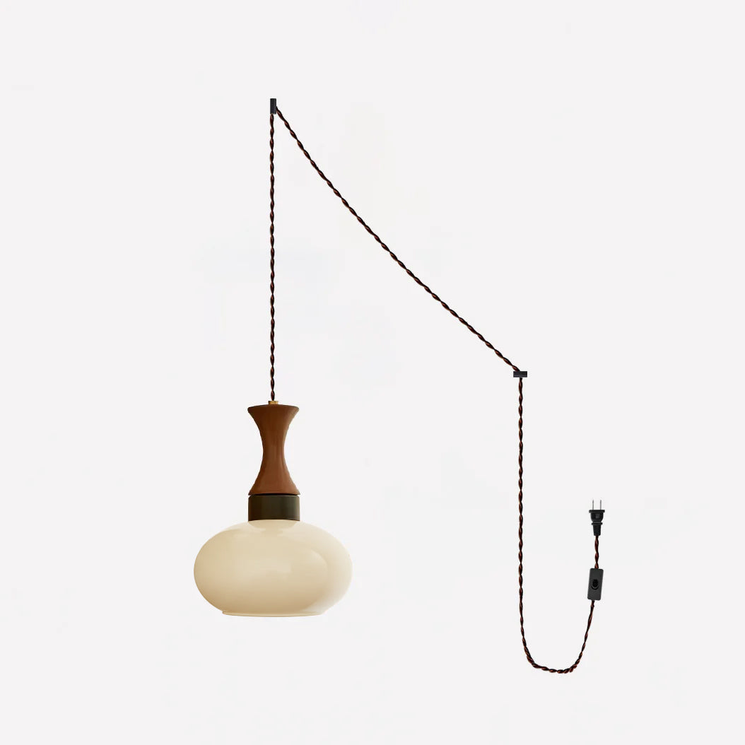 Lartheon Brown Glass Plug-In Pendant Lamp