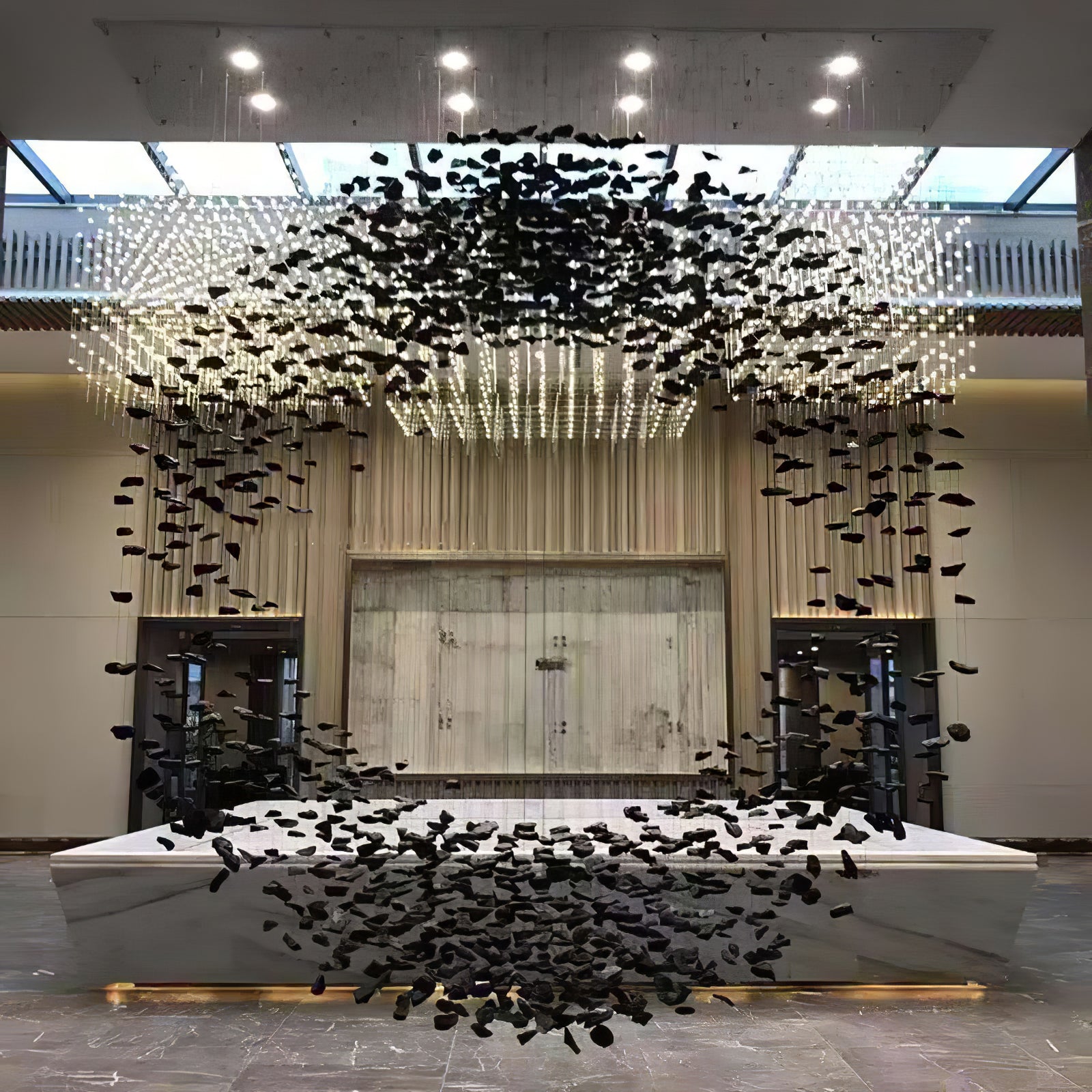 Arsilus Charcoal Stone Sculptural Chandelier Orbicular - Blowlighting