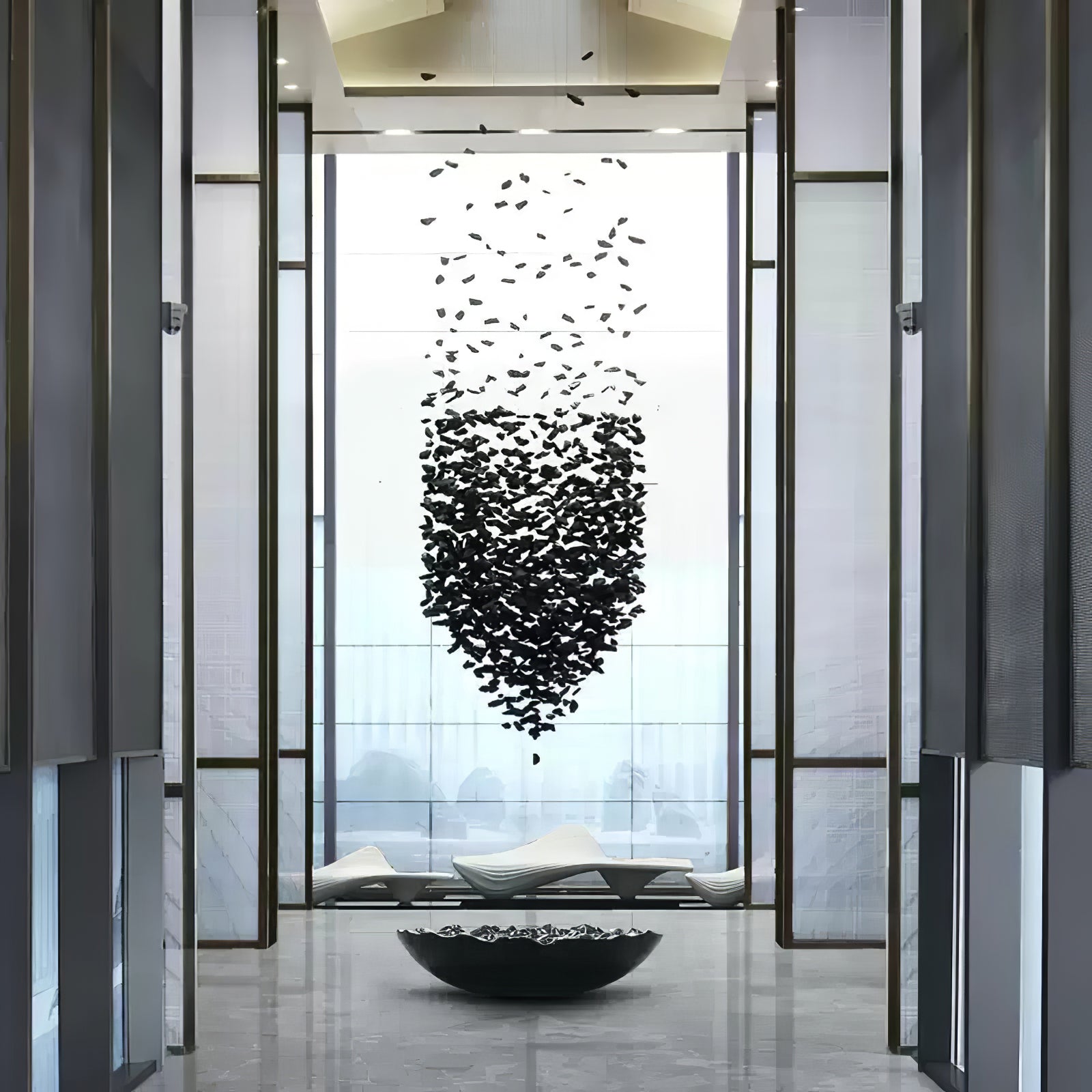 Arsilus Charcoal Stone Sculptural Chandelier Orbicular - Blowlighting