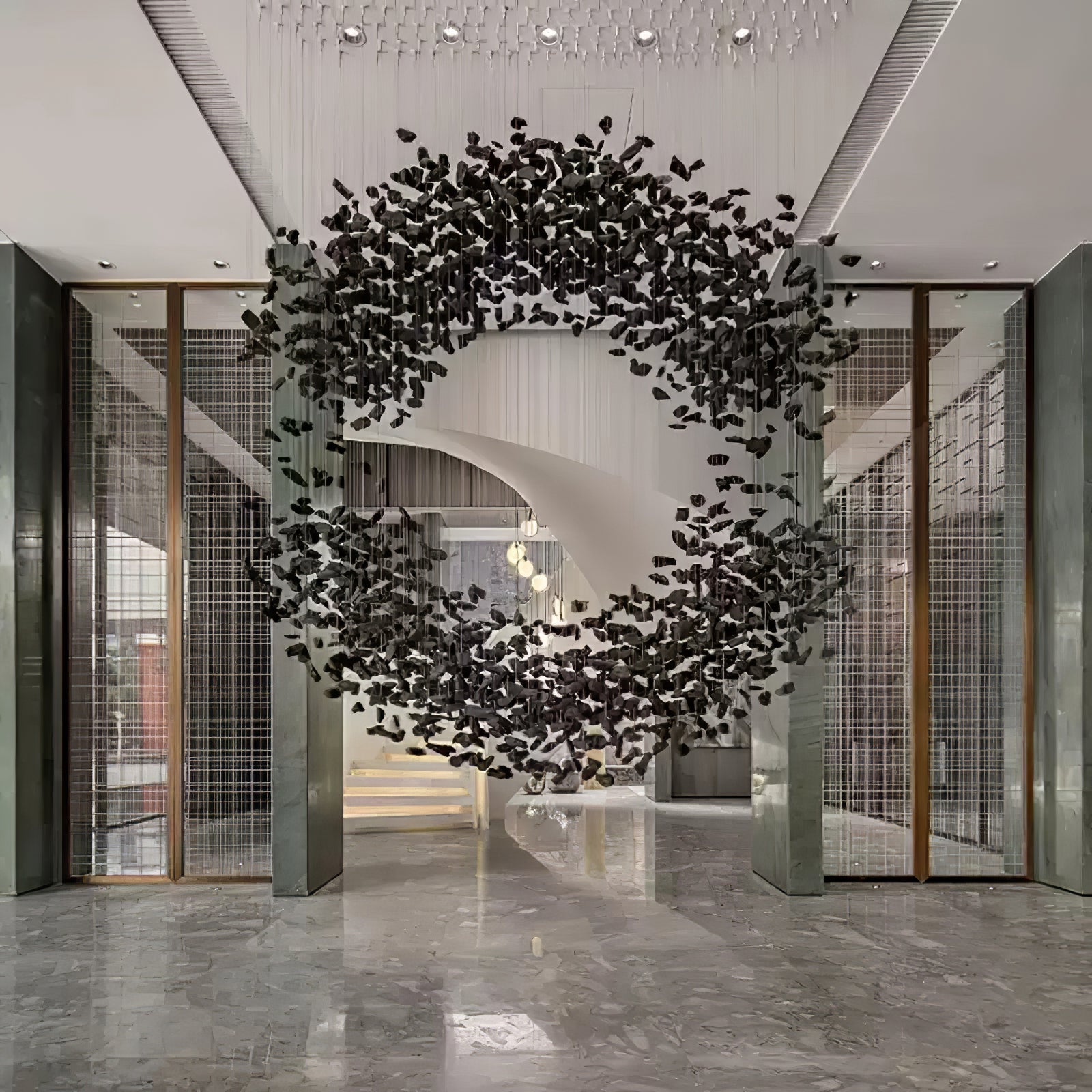 Arsilus Charcoal Stone Sculptural Chandelier Orbicular - Blowlighting