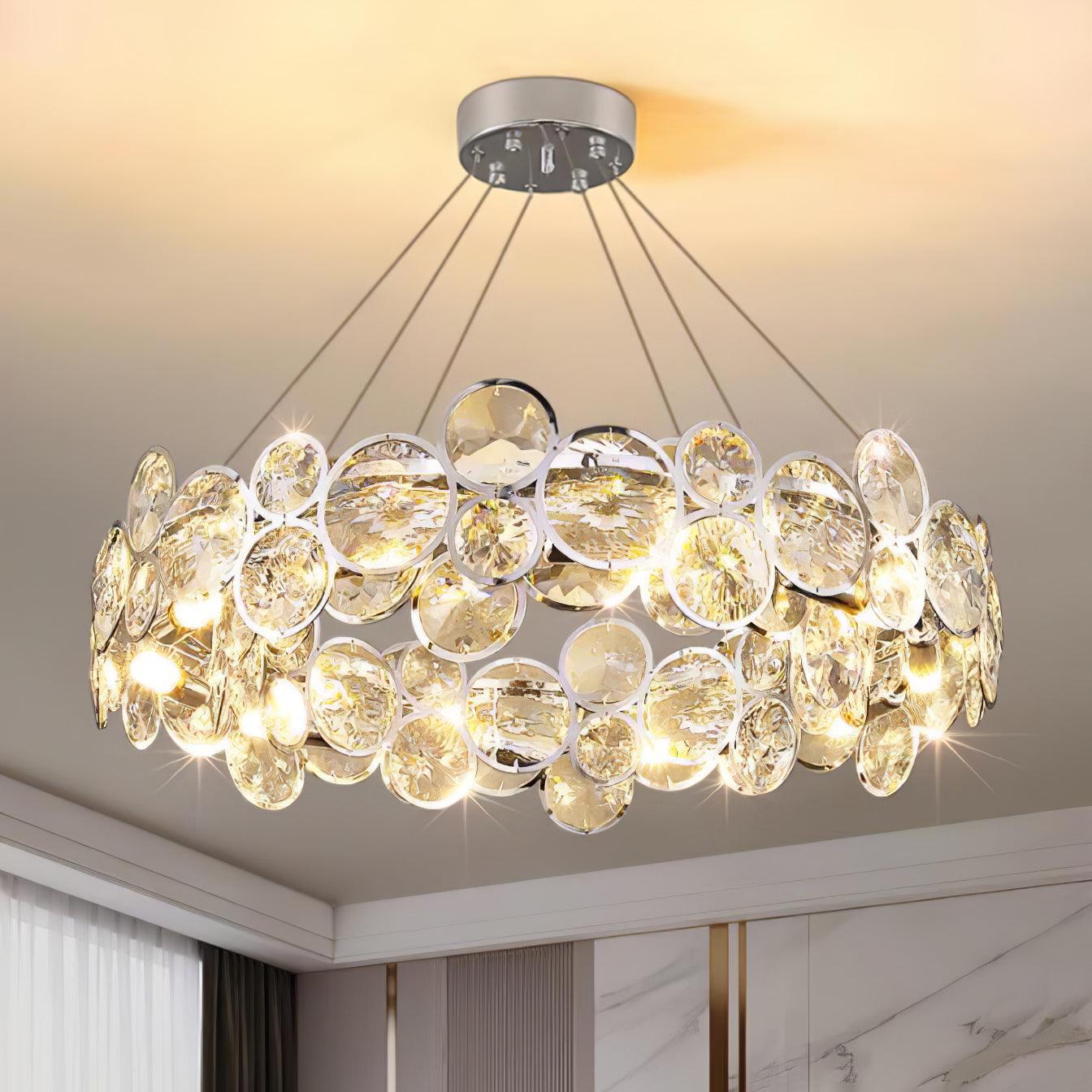 Chrome Round Crystal Chandelier - Blowlighting