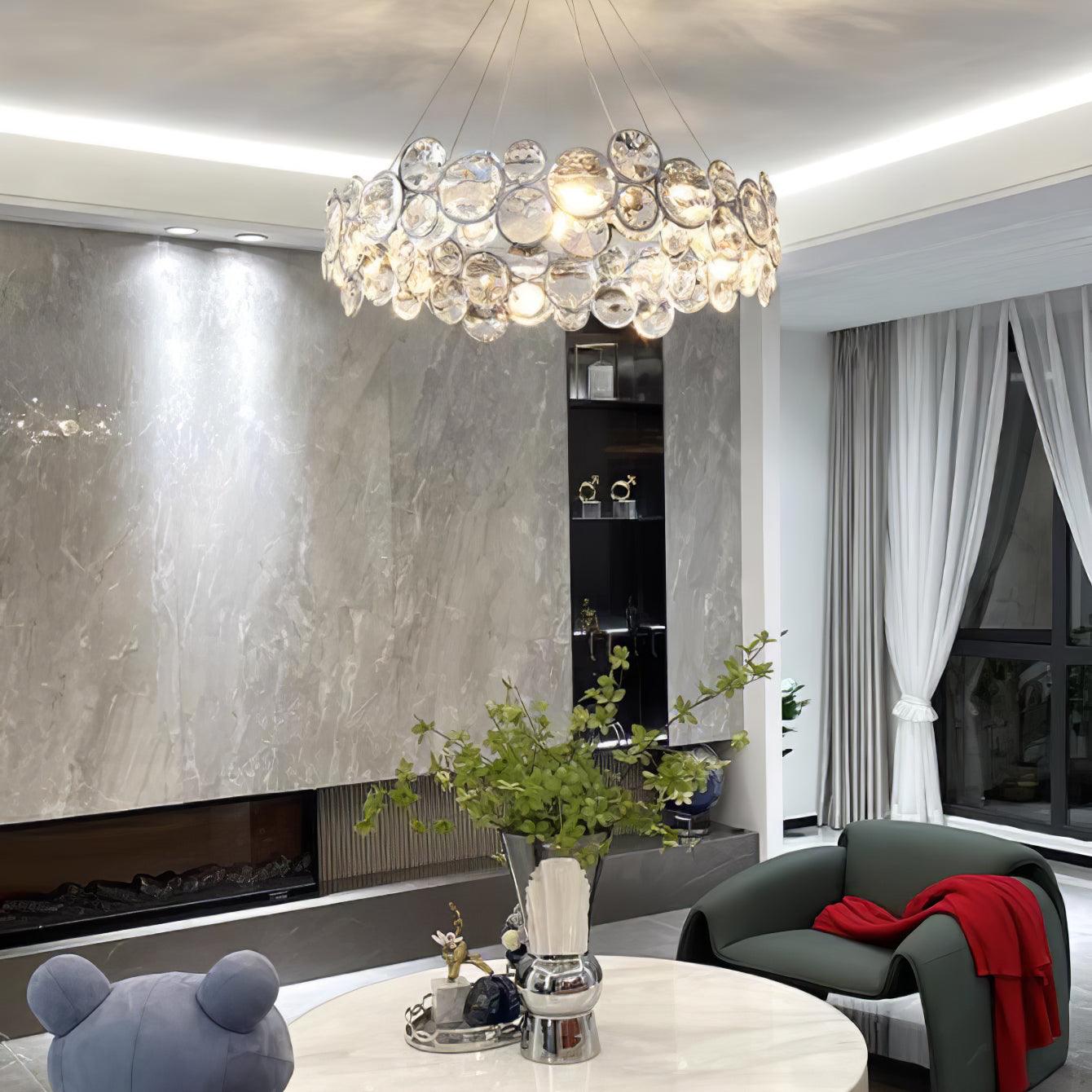 Chrome Round Crystal Chandelier - Blowlighting