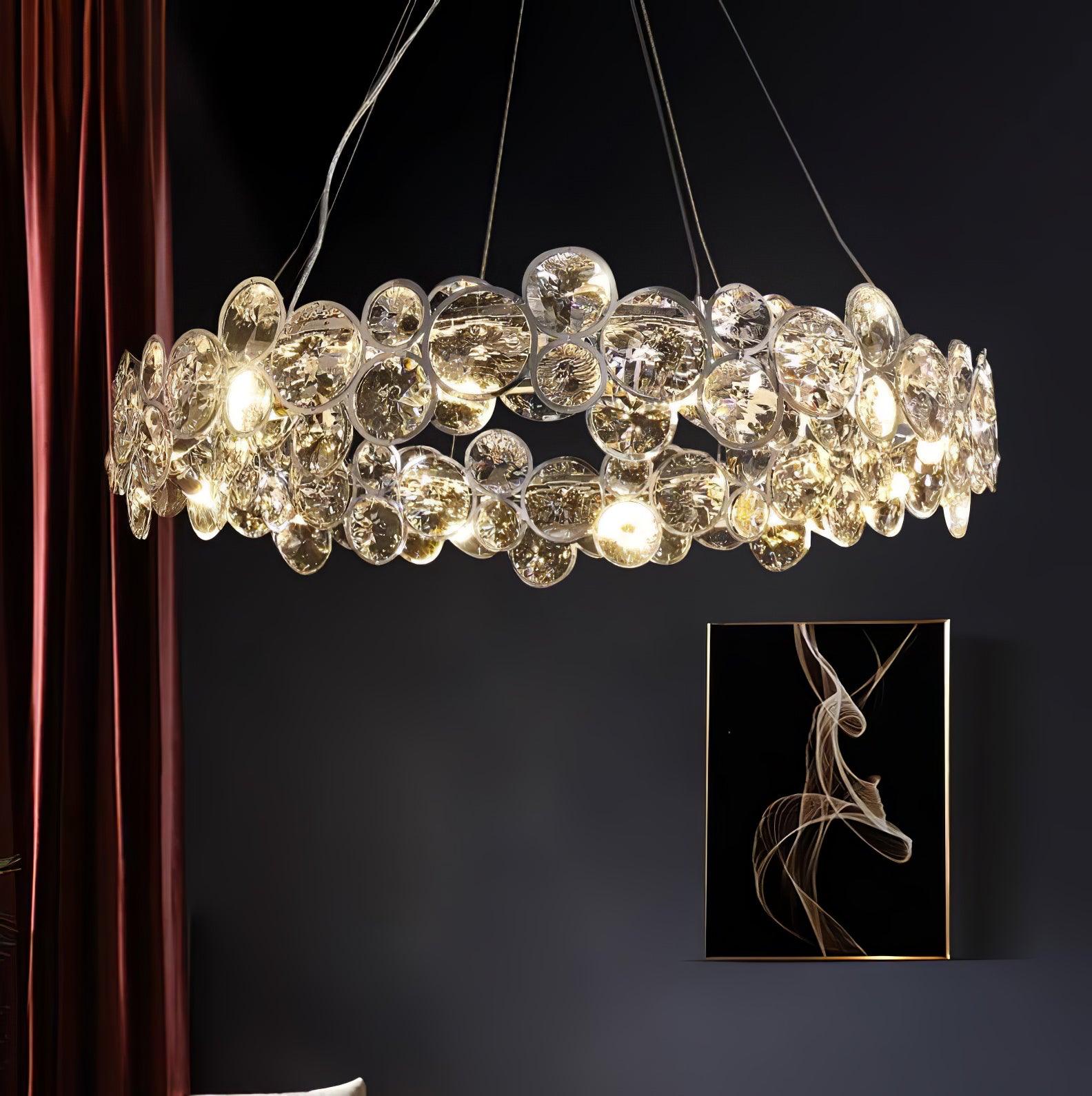 Chrome Round Crystal Chandelier - Blowlighting