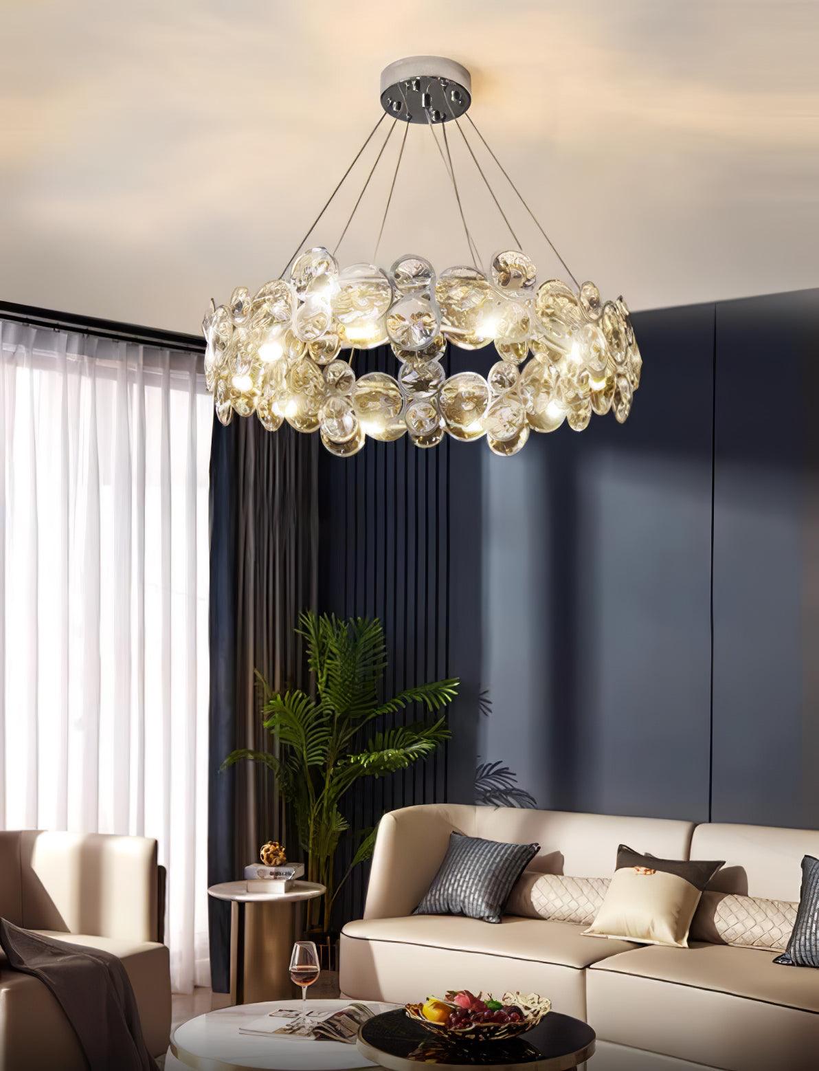 Chrome Round Crystal Chandelier - Blowlighting