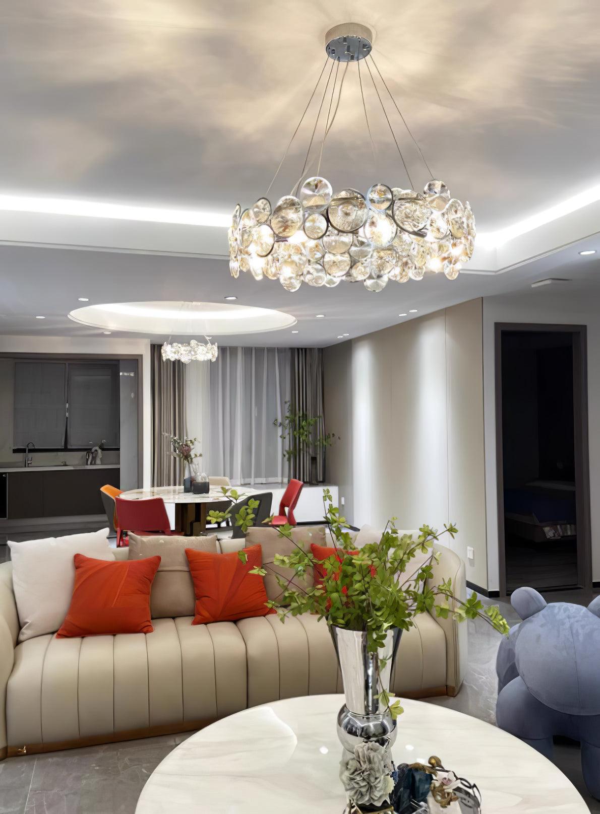Chrome Round Crystal Chandelier - Blowlighting
