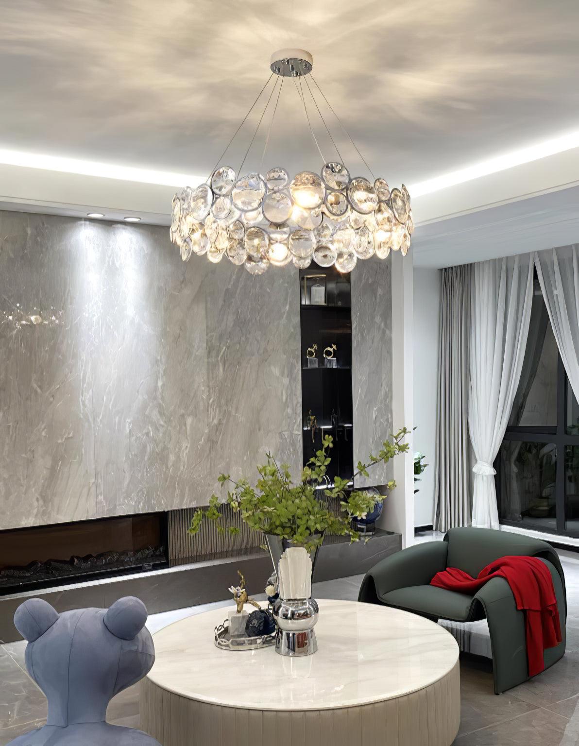 Chrome Round Crystal Chandelier - Blowlighting