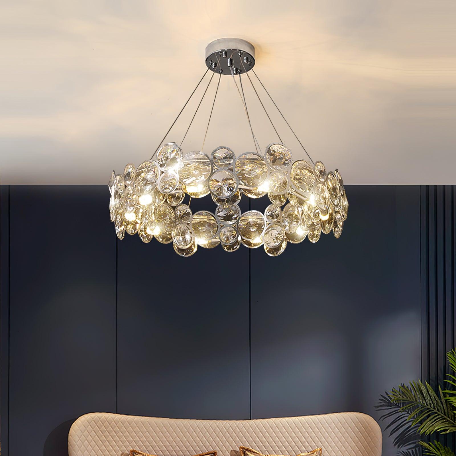 Chrome Round Crystal Chandelier - Blowlighting