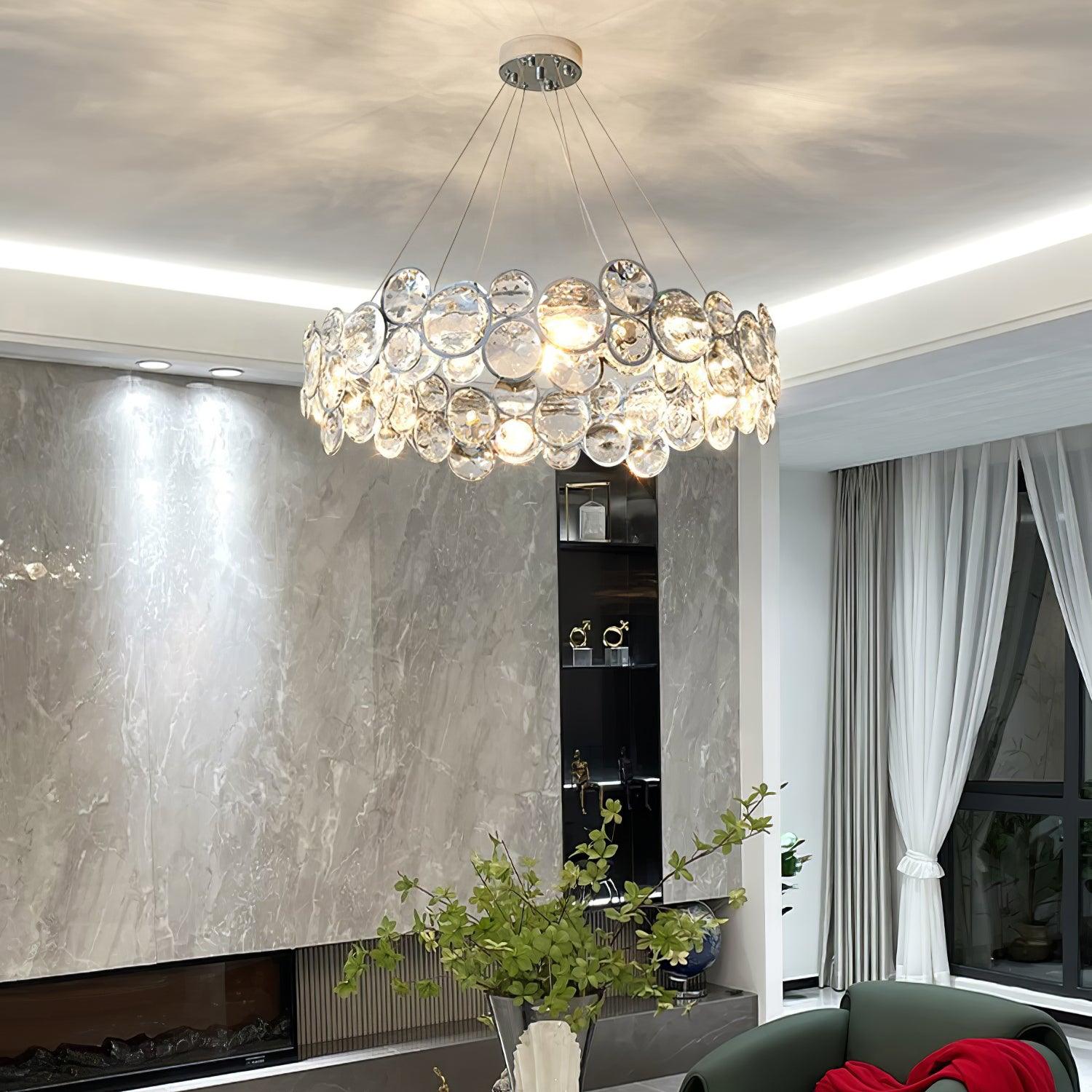 Chrome Round Crystal Chandelier - Blowlighting
