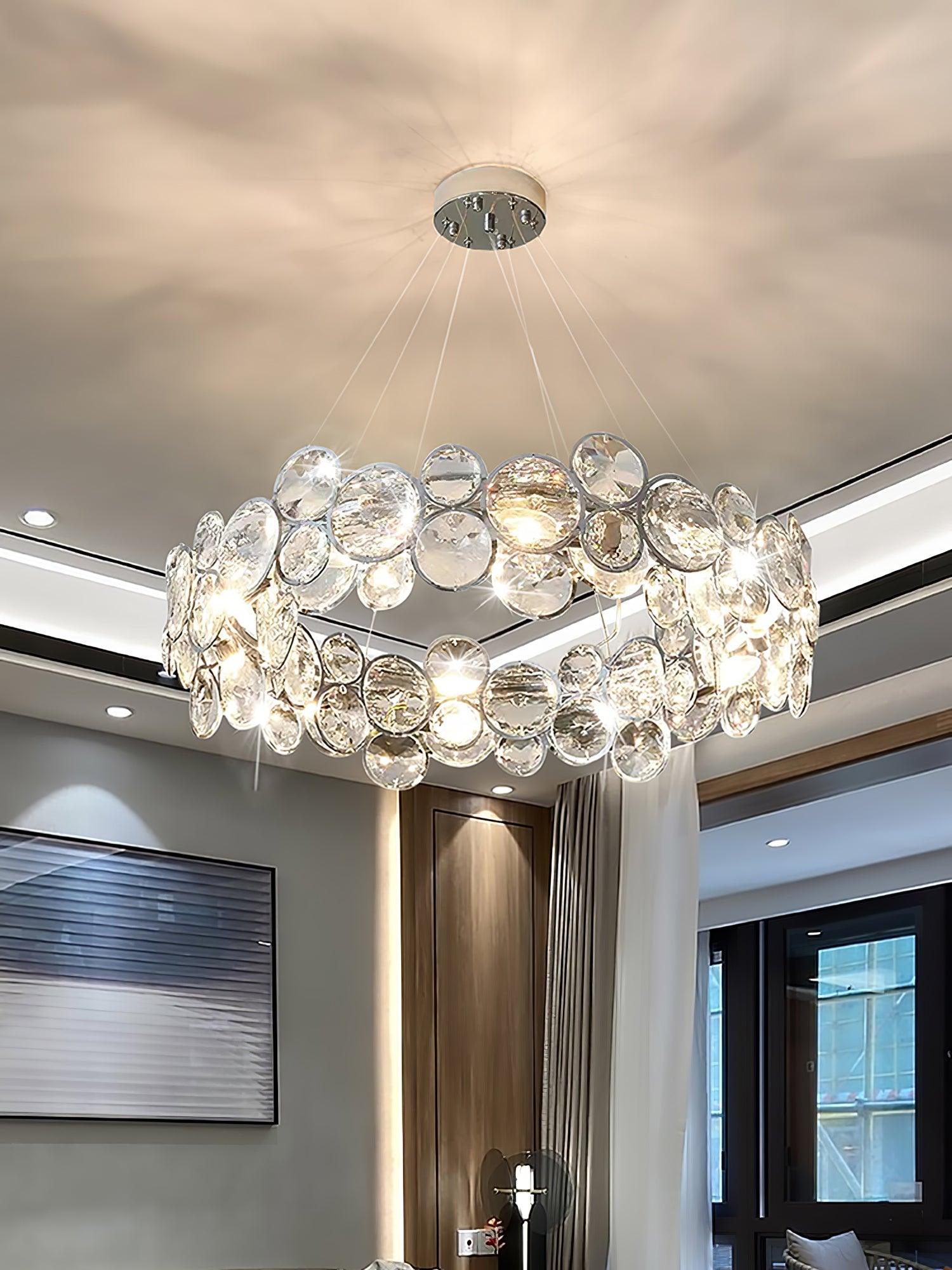 Chrome Round Crystal Chandelier - Blowlighting