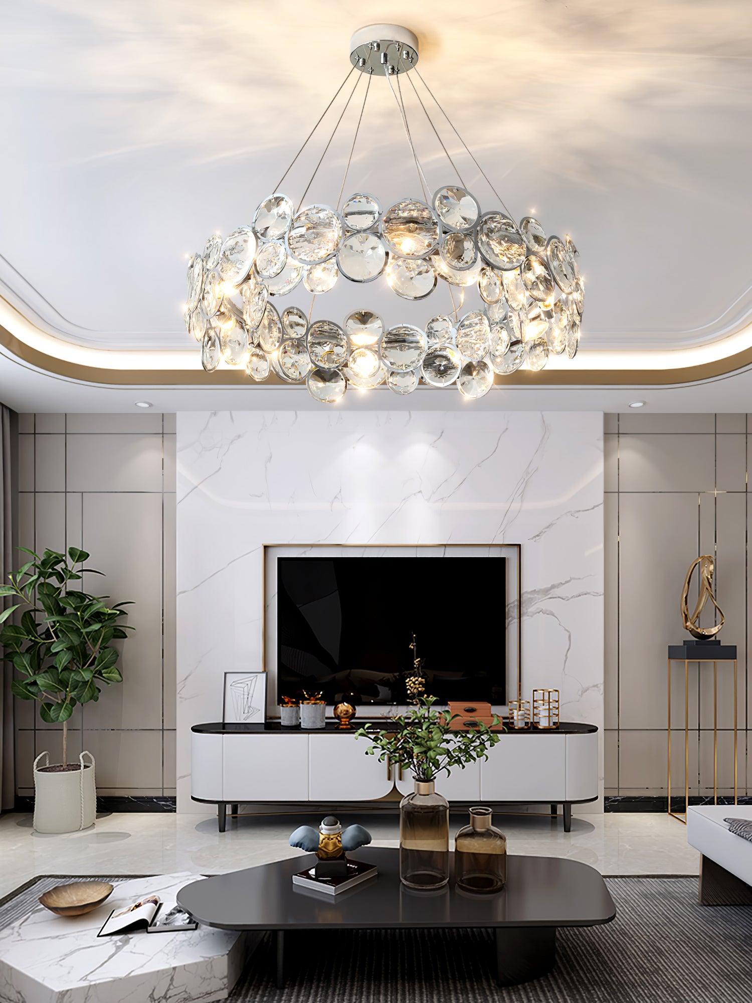 Chrome Round Crystal Chandelier - Blowlighting