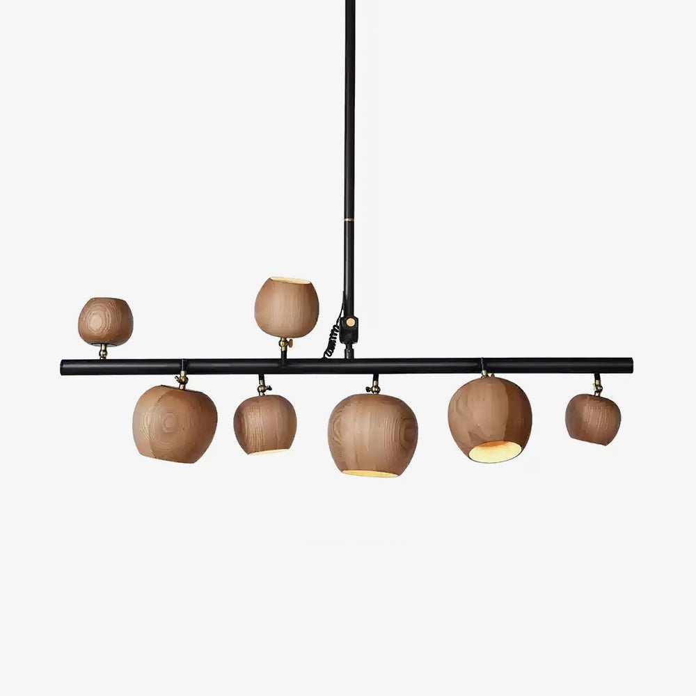 Avelira Rustic Wood Globe Linear Pendant Light - Blowlighting