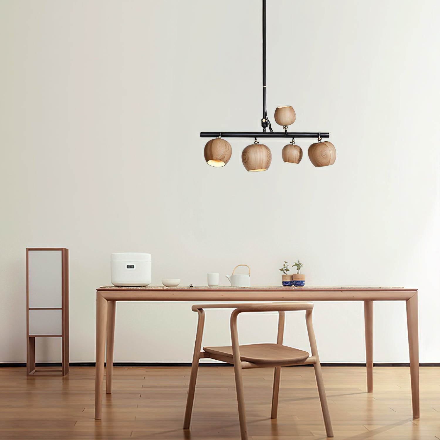 Avelira Rustic Wood Globe Linear Pendant Light - Blowlighting