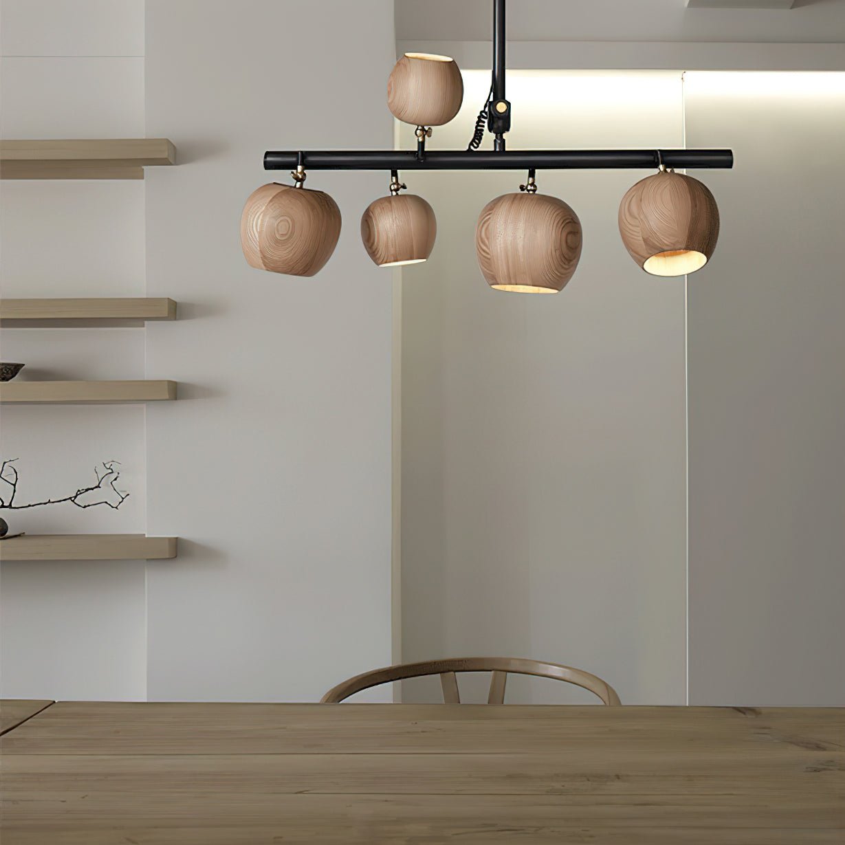 Avelira Rustic Wood Globe Linear Pendant Light - Blowlighting
