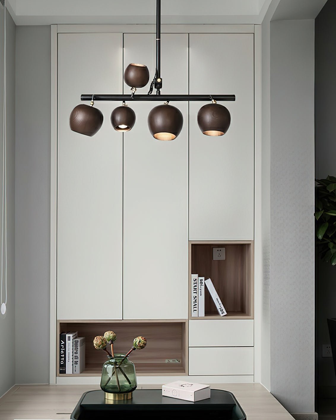 Avelira Rustic Wood Globe Linear Pendant Light - Blowlighting