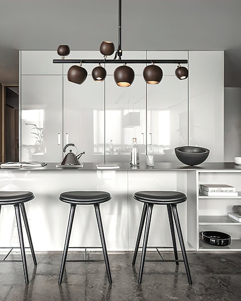 Avelira Rustic Wood Globe Linear Pendant Light - Blowlighting
