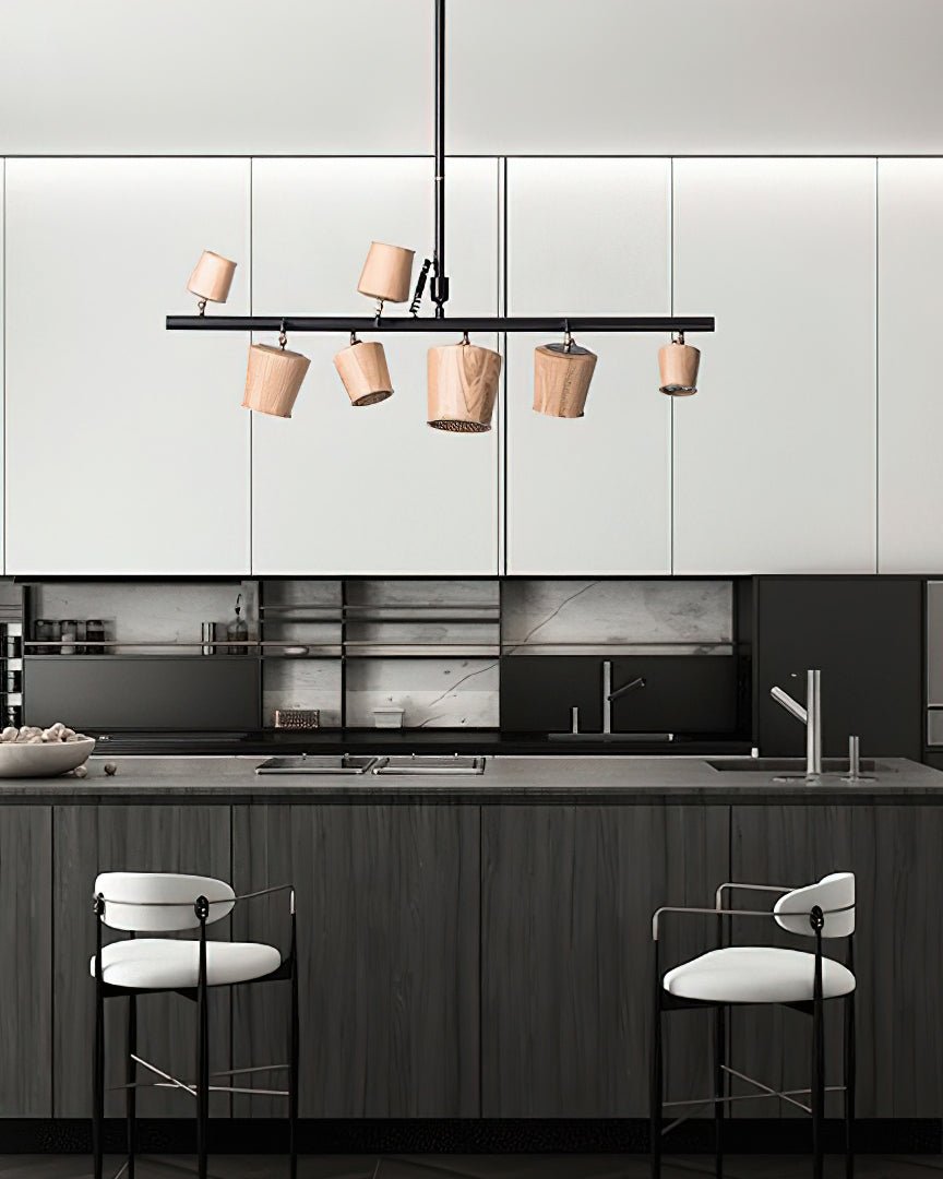 Avelira Rustic Wood Globe Linear Pendant Light - Blowlighting
