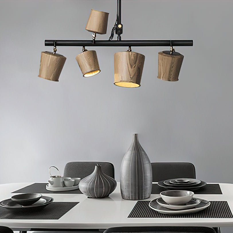 Avelira Rustic Wood Globe Linear Pendant Light - Blowlighting