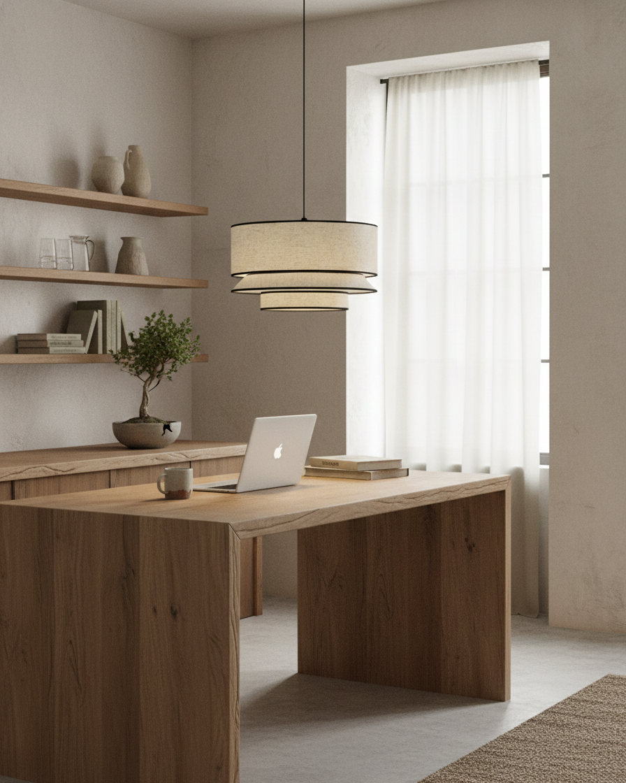 Circlune Minimalist Linen Pendant Light